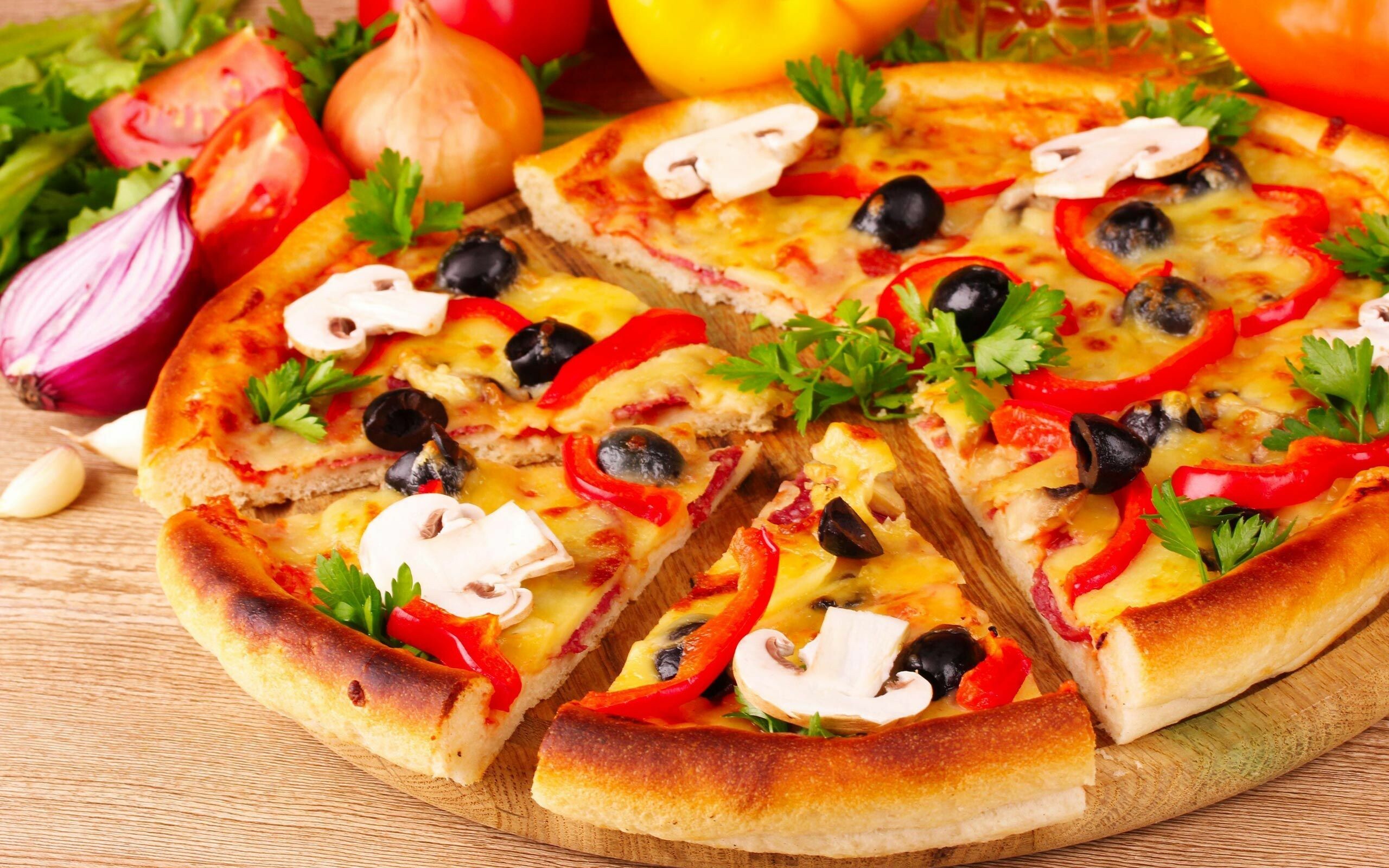 Aesthetic pizza wallpaper, Tempting visuals, Savory delight, Foodie's dream, 2560x1600 HD Desktop