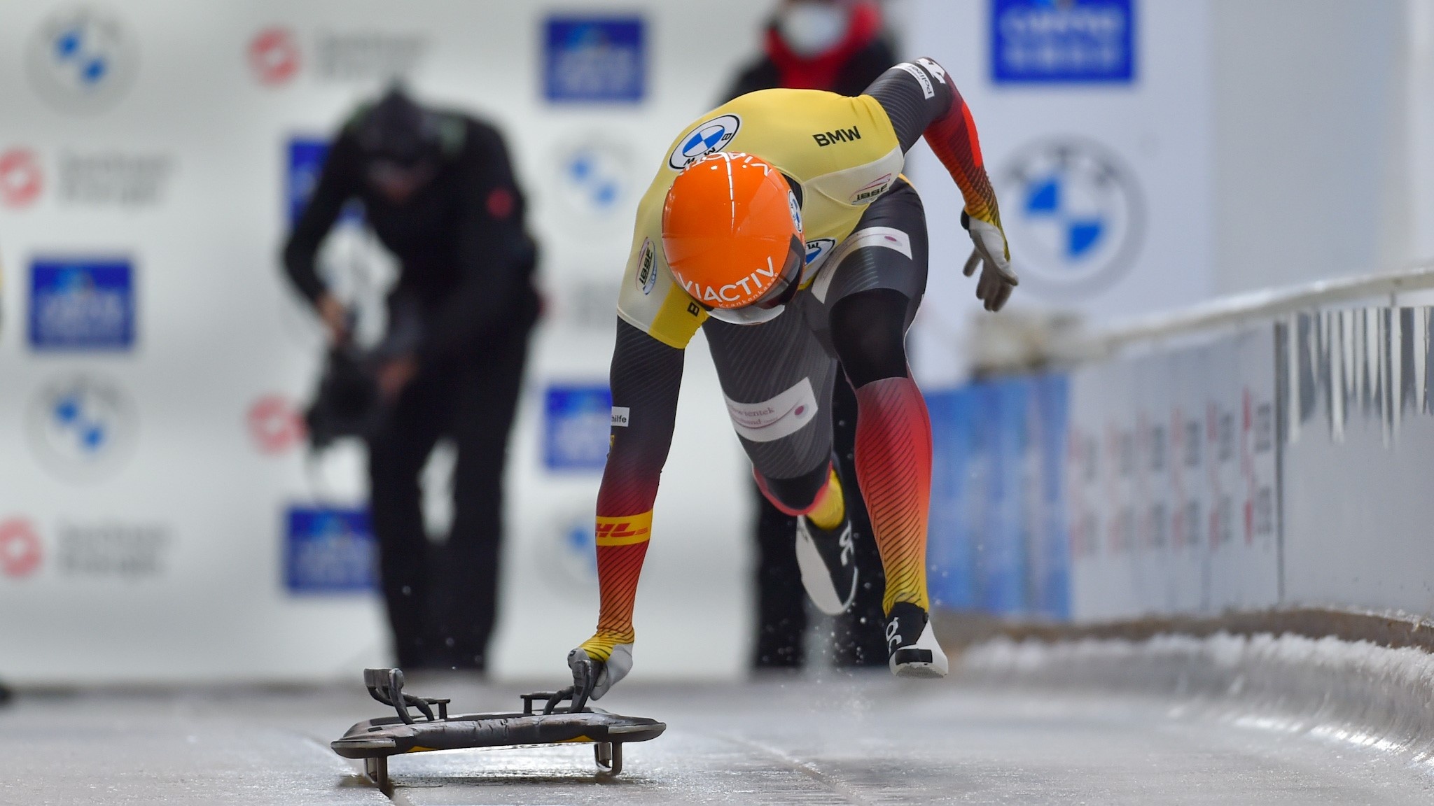 BMW IBSF Skeleton Weltcup, Axel Jungk, Sachsenenergie Eiskanal, Altenberg victory, 2050x1160 HD Desktop