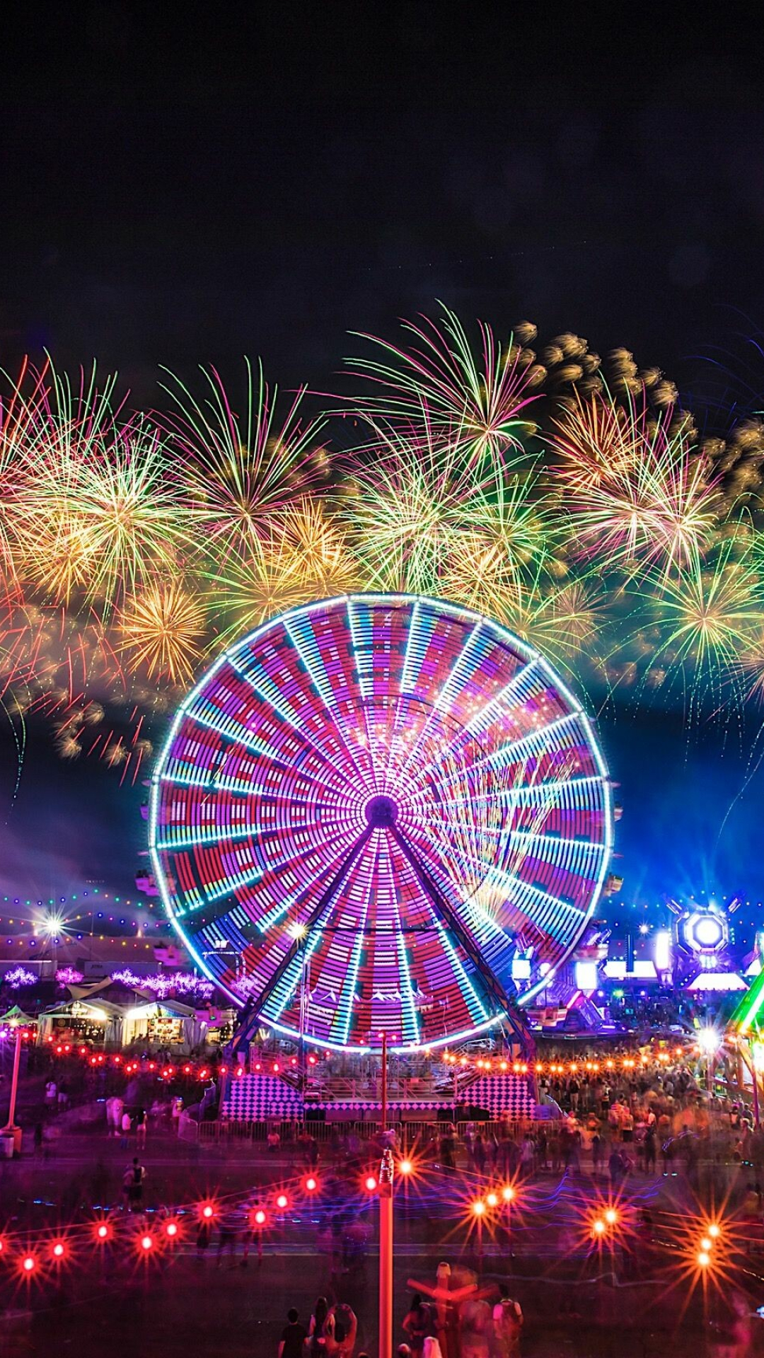 EDC Las Vegas wallpapers, Electric energy, Dynamic festival, Nighttime extravaganza, 1080x1920 Full HD Phone