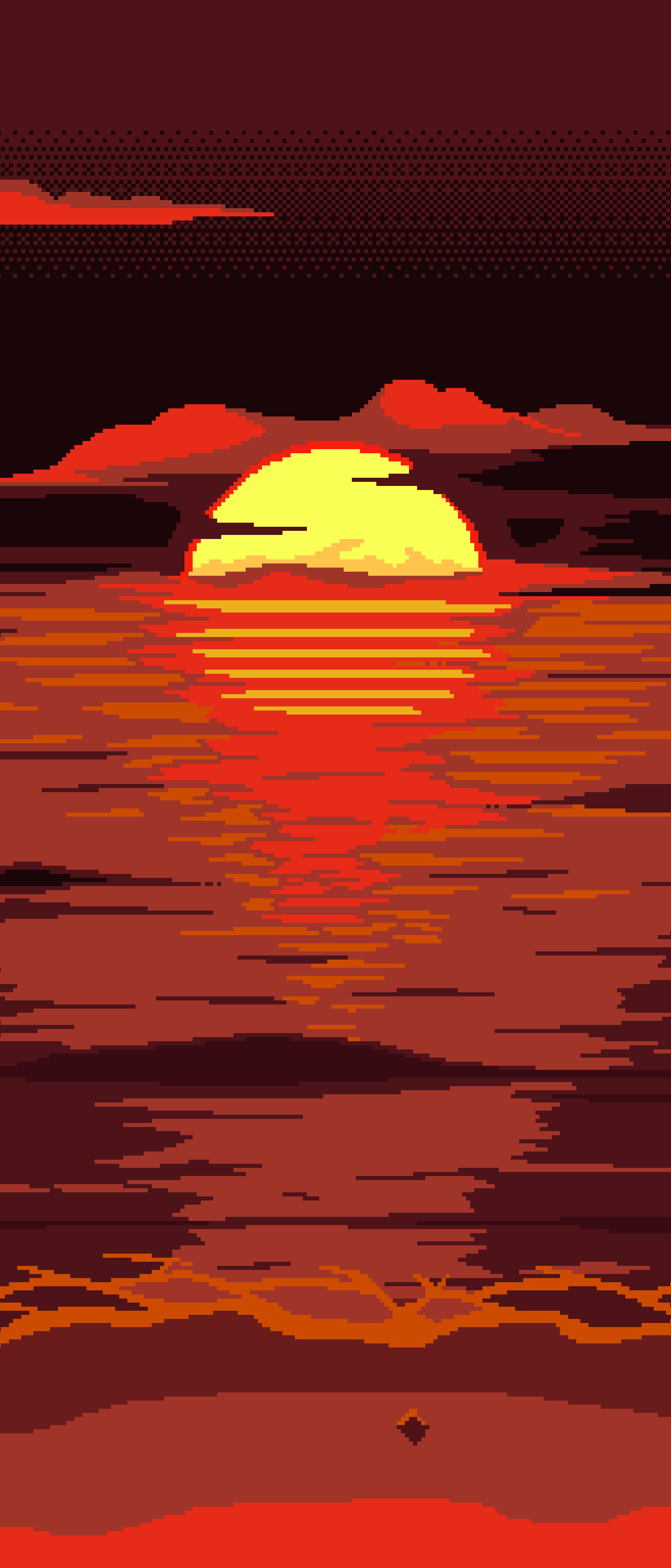 pixel art setting sun, pixel ocean sunset reflection, dithered red evening sky, HD Phone wallpaper