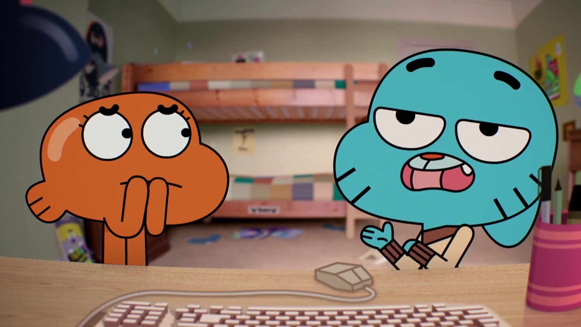 Gumball Watterson, Darwin Watterson, Watterson brothers' bedroom, Full HD Desktop wallpaper