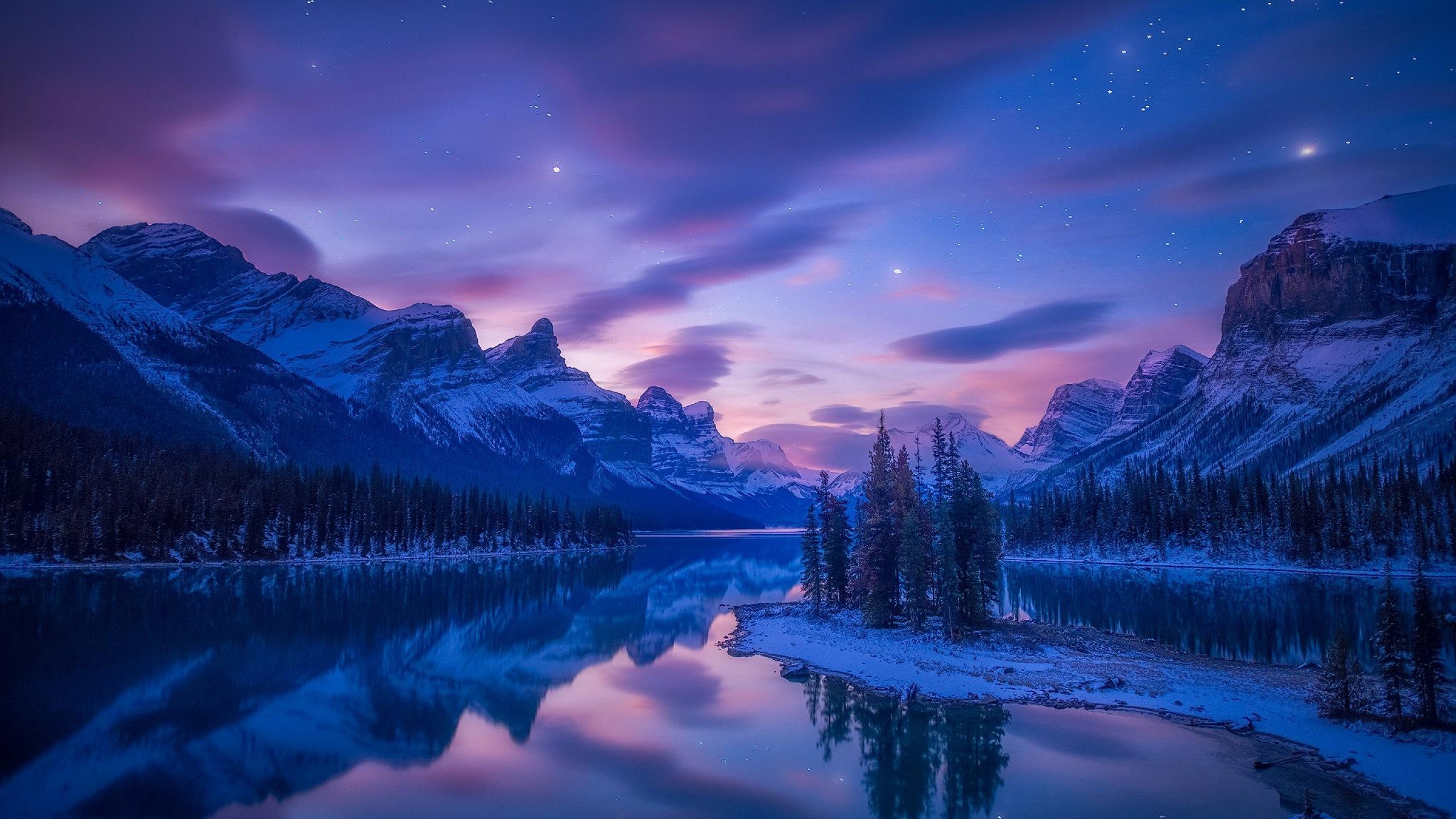 Alberta National Park, Mountain Night Wallpaper, 2560x1440 HD Desktop