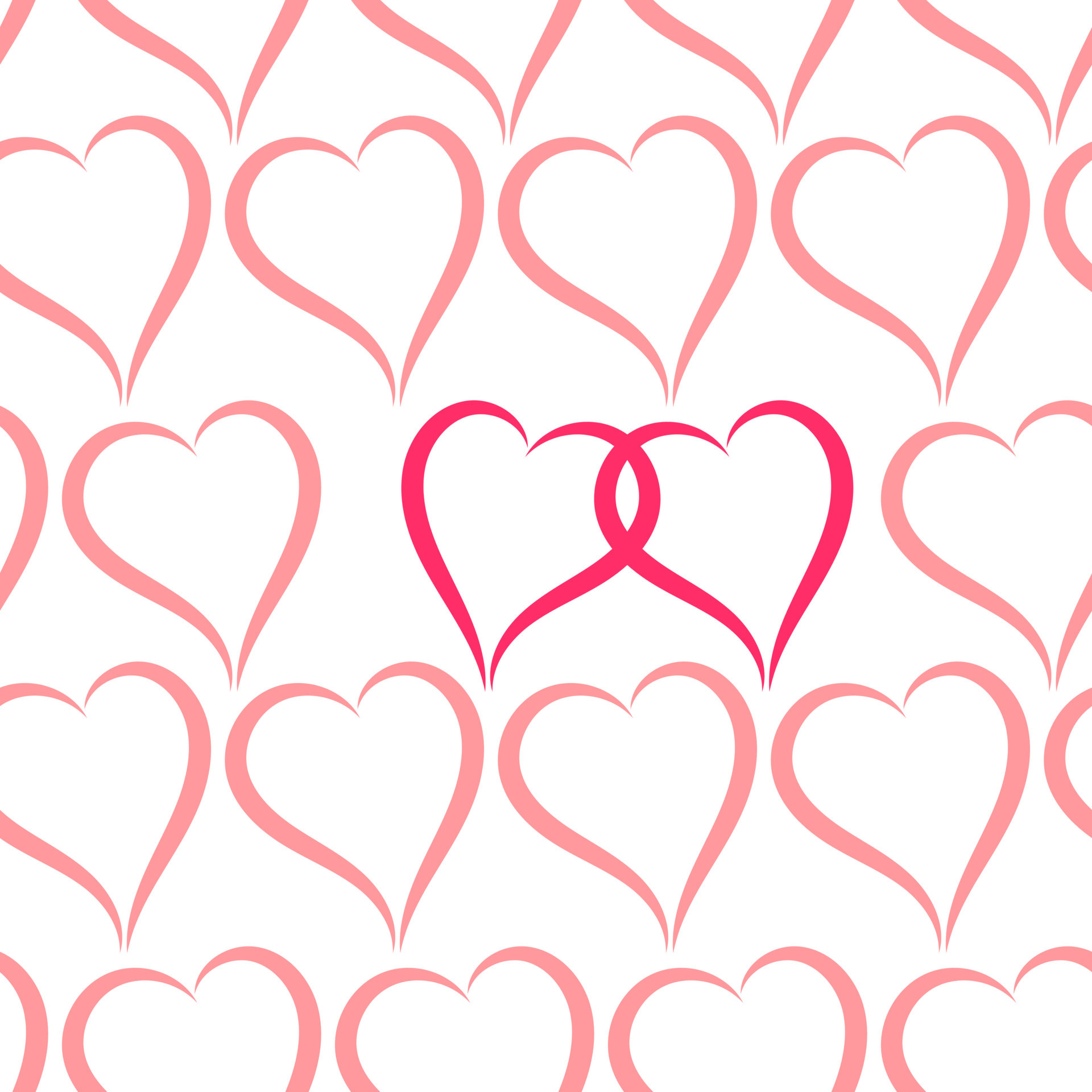 interlocking pink hearts, sketched heart outlines, seamless pink heart print, HD Phone wallpaper