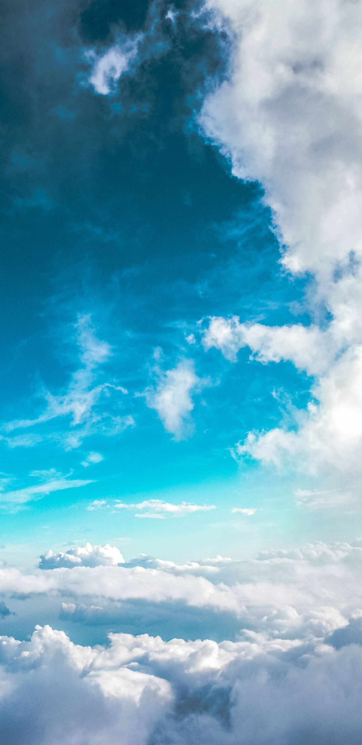 Fluffy cumulus clouds, Aerial cloudscape, Bright blue sky, HD Phone wallpaper