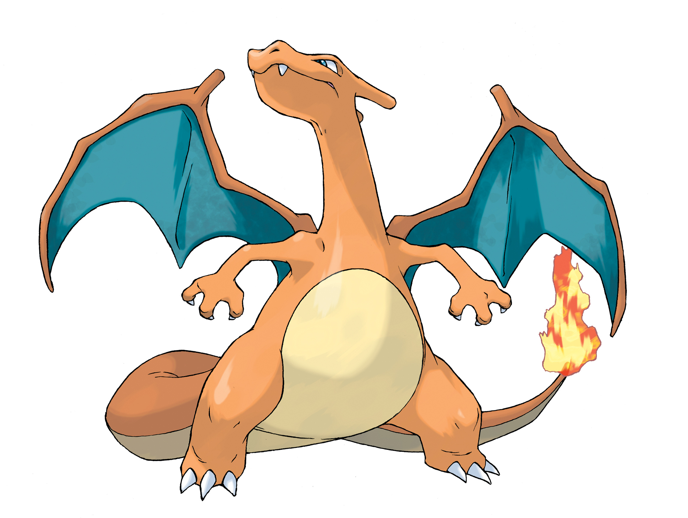 Charizard, Ken Sugimori Pokémon art, Flaming tail, HD Desktop wallpaper