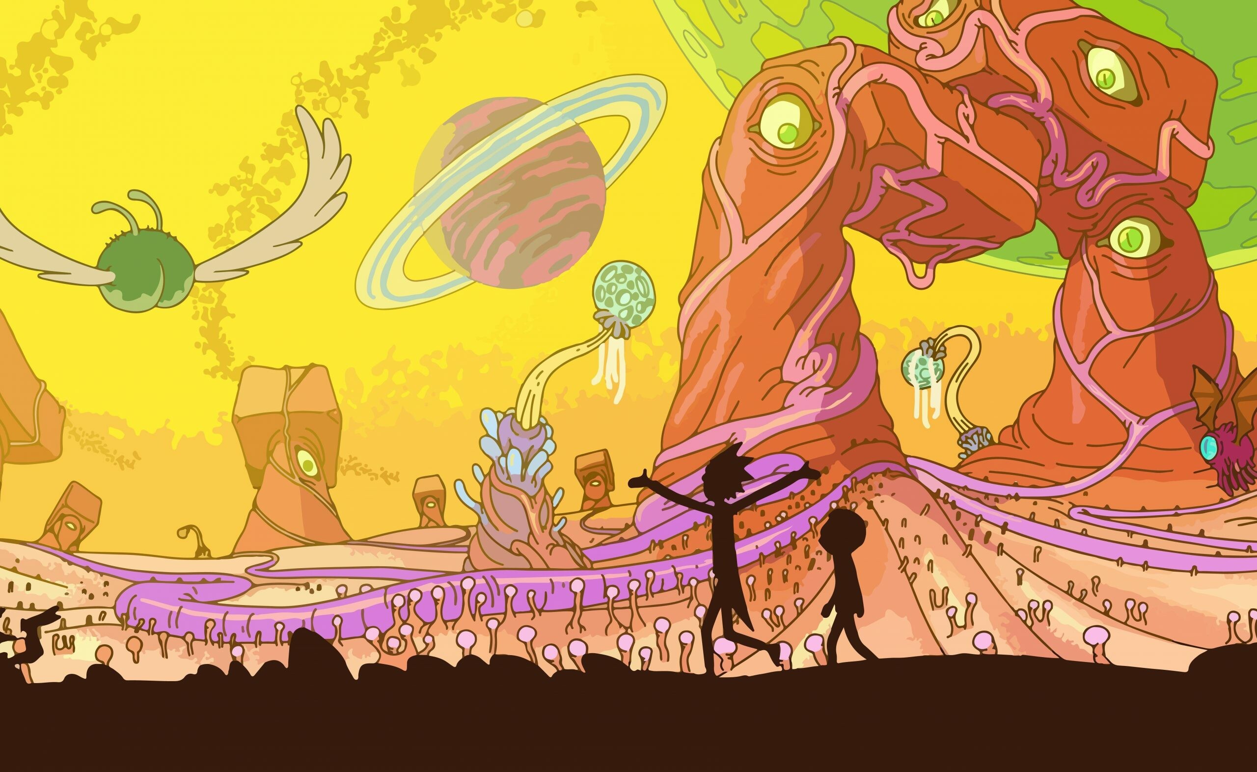 Rick and Morty wallpaper, Vibrant colors, Eye-catching designs, Creative artwork, 2560x1580 HD Desktop