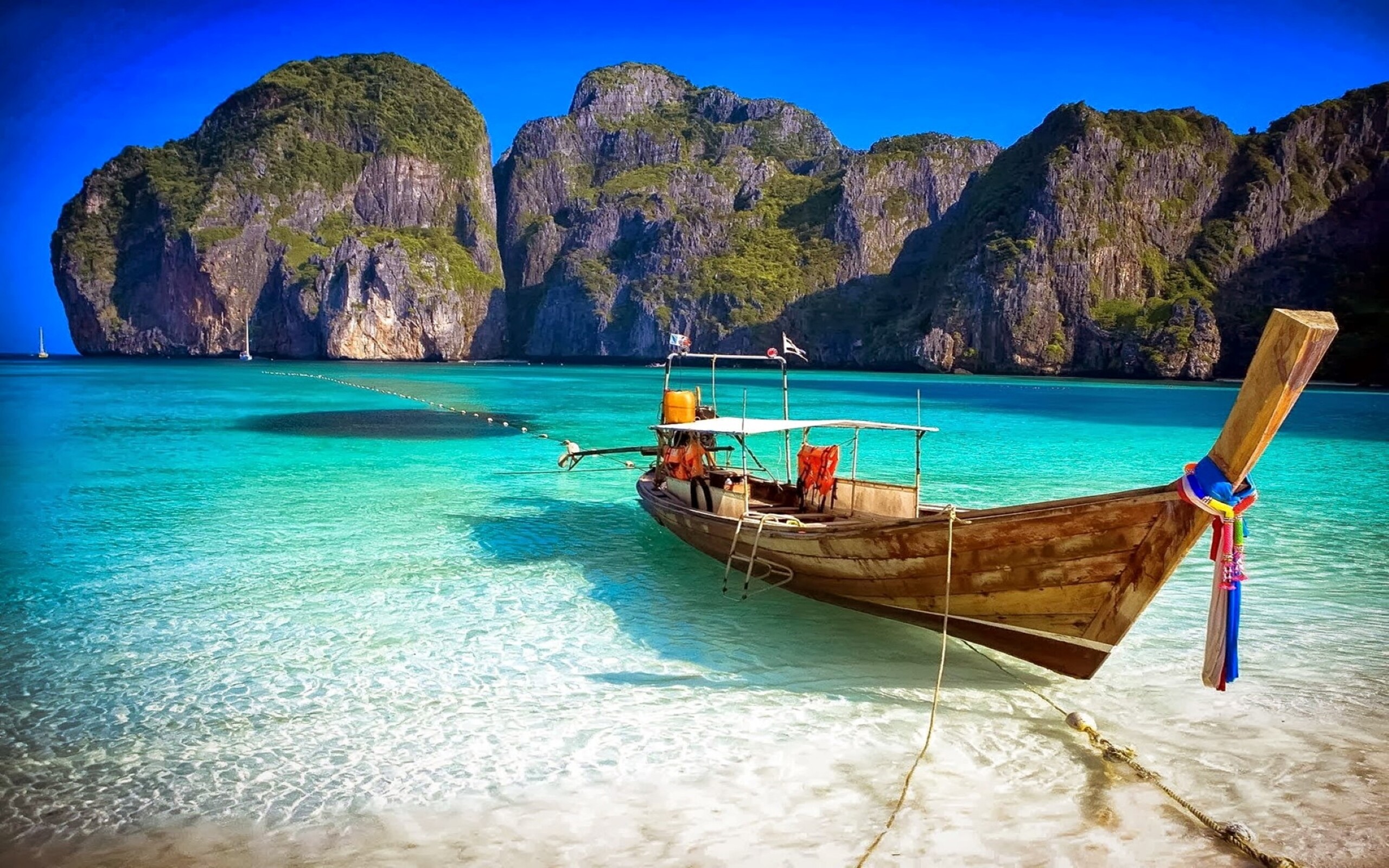 Boat island wallpapers, Maya Bay1, Tropical escape, Oceanic serenity, 2560x1600 HD Desktop