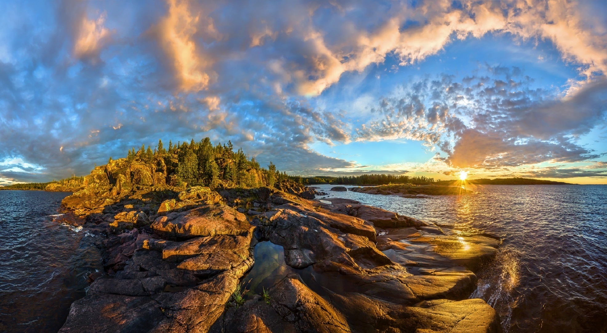 Ladoga Lake, Beautiful summer views, Karelia rock formations, Tranquil nature, 1980x1080 HD Desktop