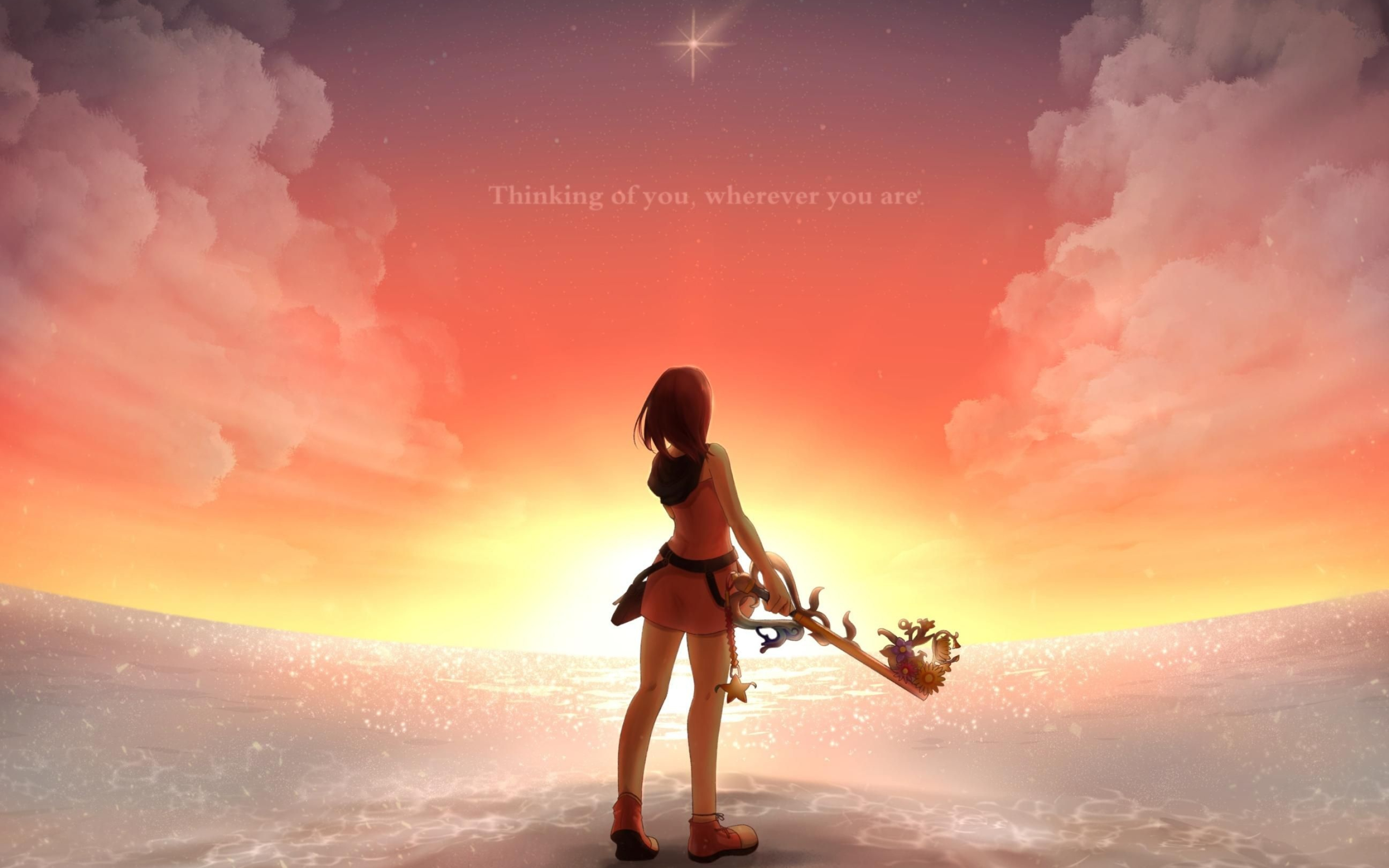 Kairi kingdom hearts anime, Adventurous protagonist, Keyblade wielder, Heart-shaped charm, 2880x1800 HD Desktop