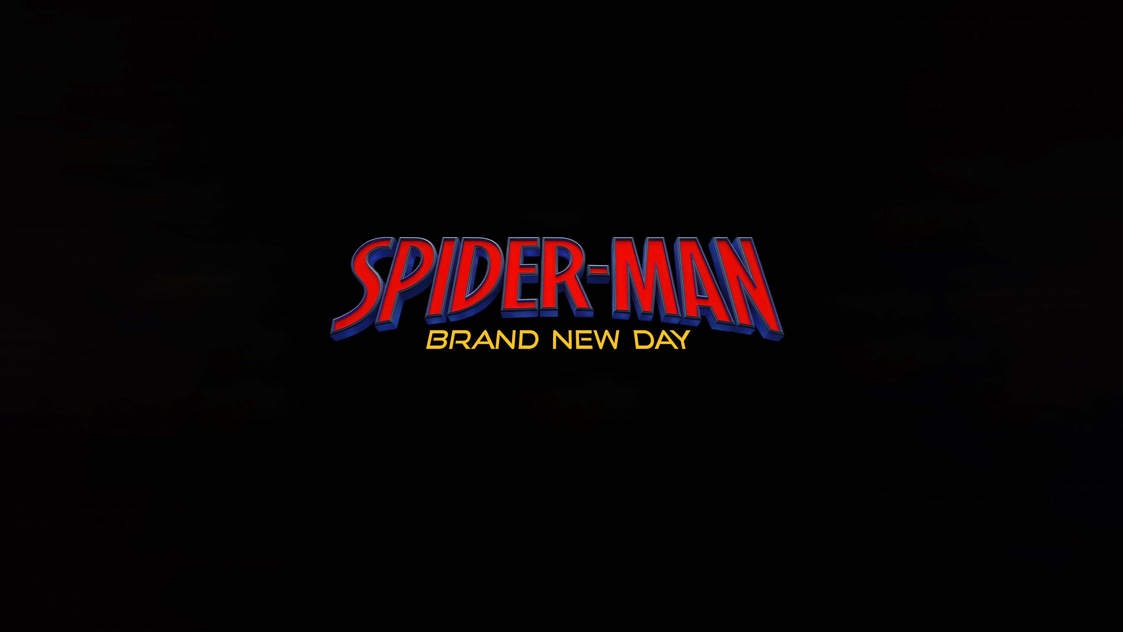 Brand New Day, Red 3D lettering, Yellow subtitle font, Solid black background, 4K Desktop wallpaper