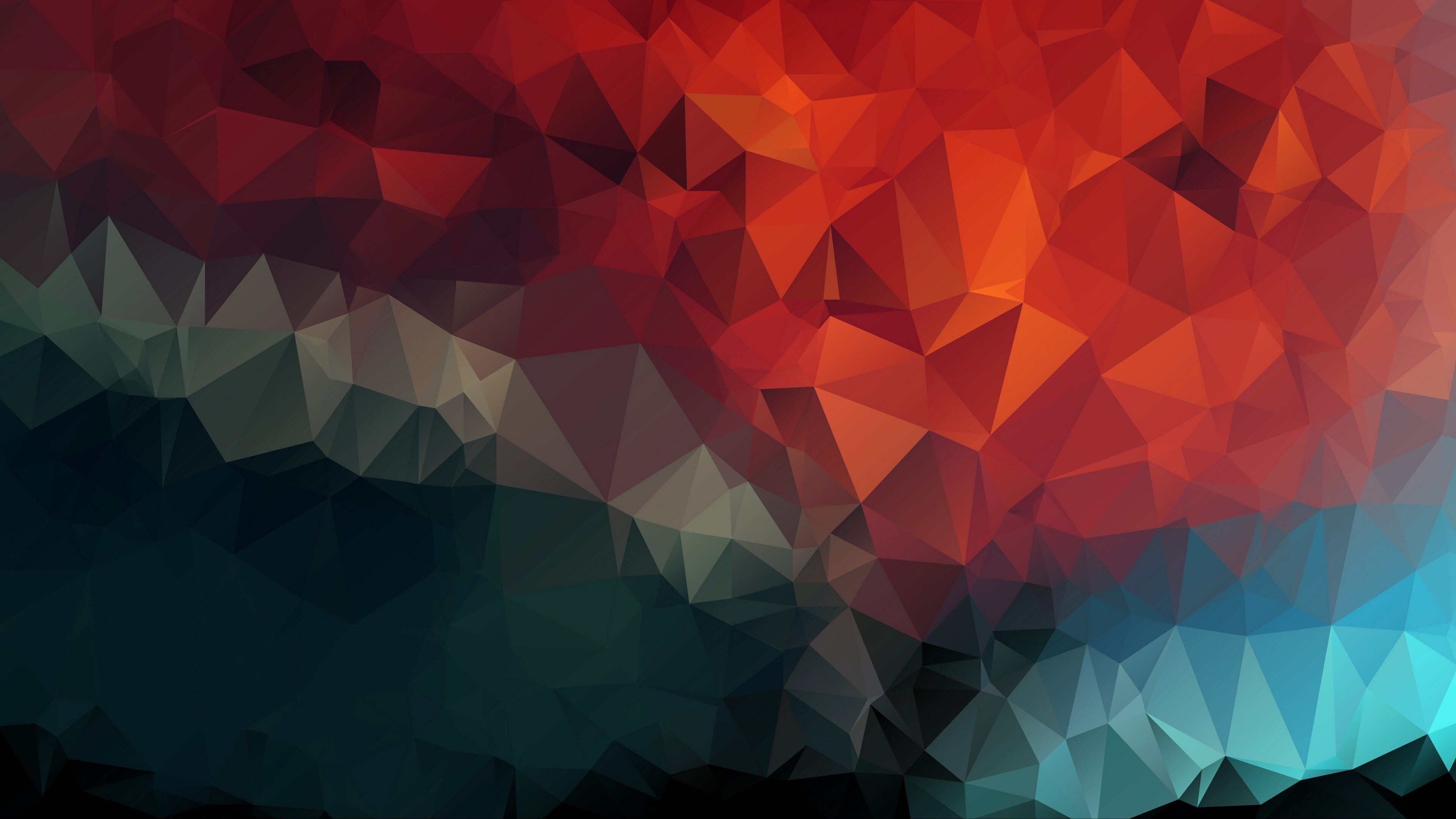 Red low-poly triangles, Mosaic geometric pattern, 3840x2160 4K Desktop