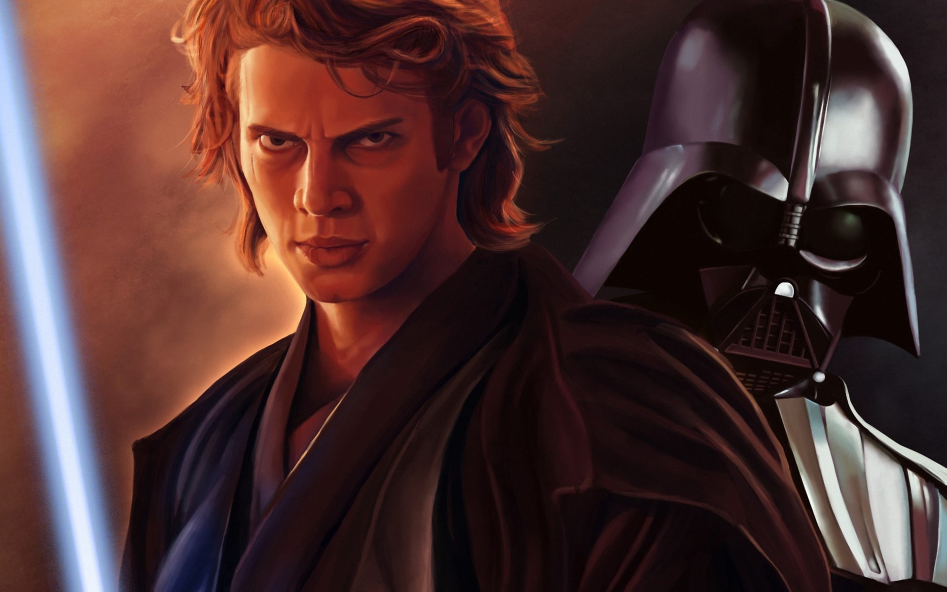 Anakin Skywalker, Darth Vader, Blue lightsaber, HD Desktop wallpaper