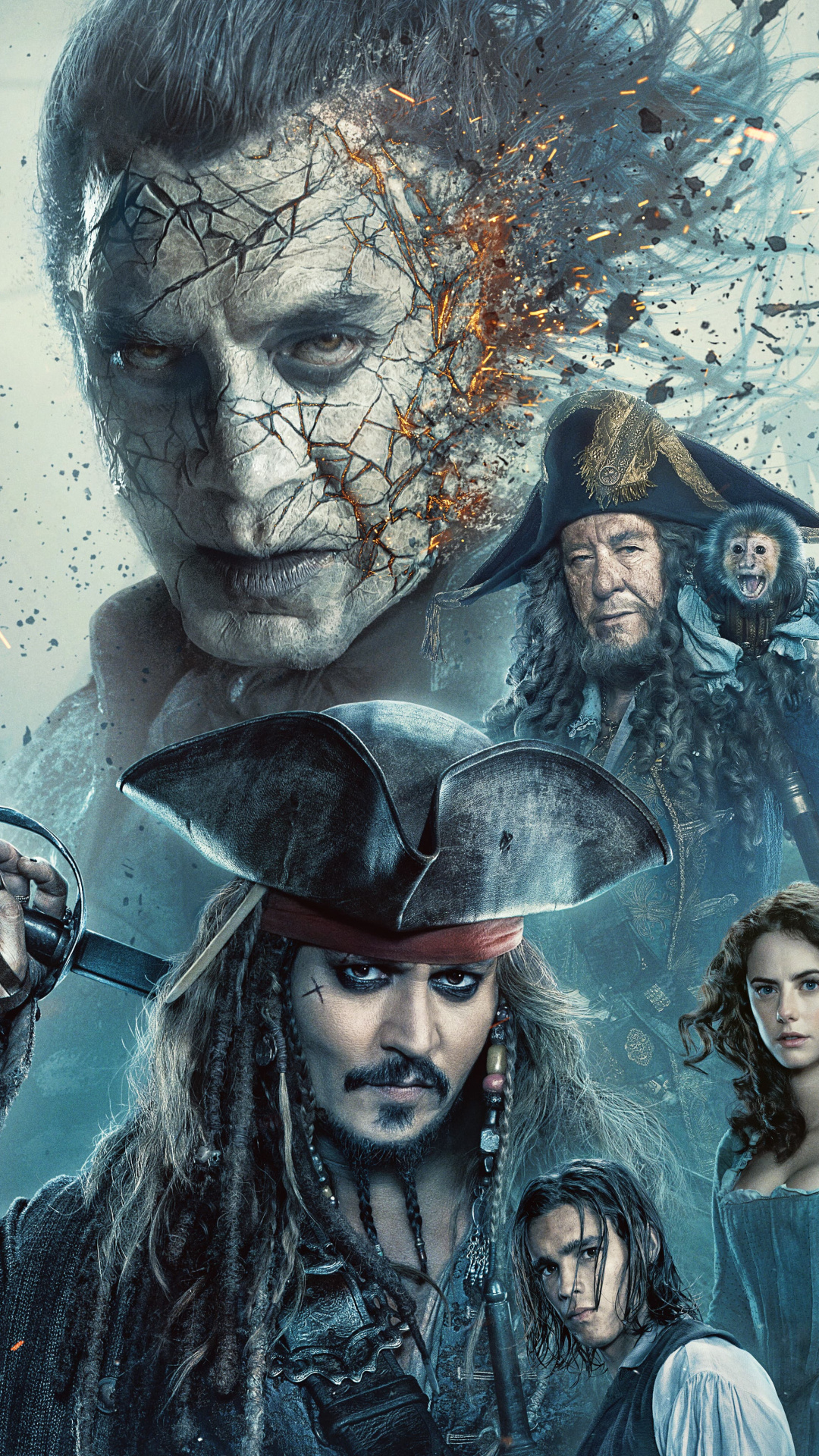 Captain Salazar, Dead Men Tell No Tales, Thrilling movie, Swashbuckling adventure, 1080x1920 Full HD Phone