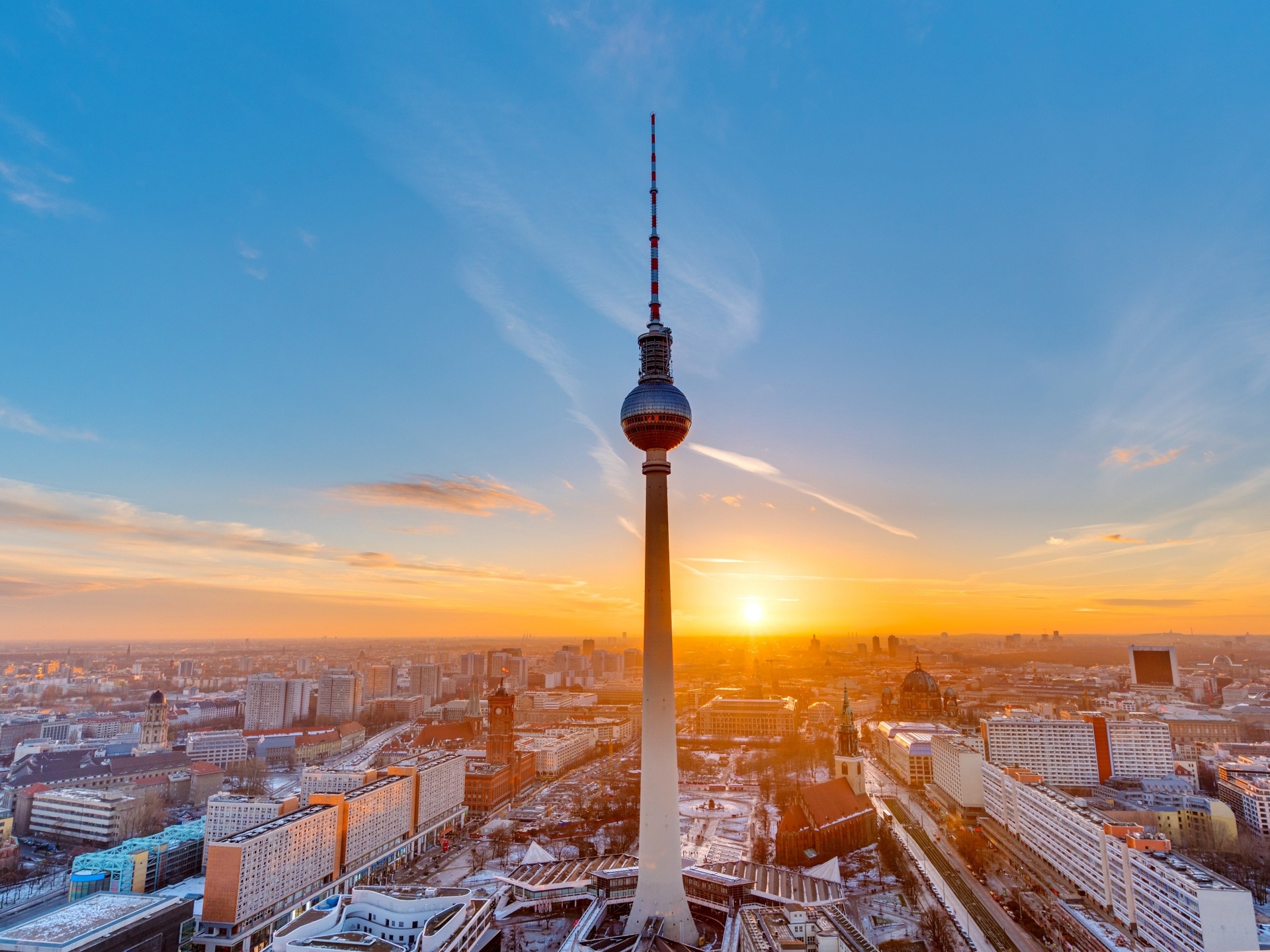 Berlin TV tower, Germany, Dawn, 1920x1440 HD Desktop