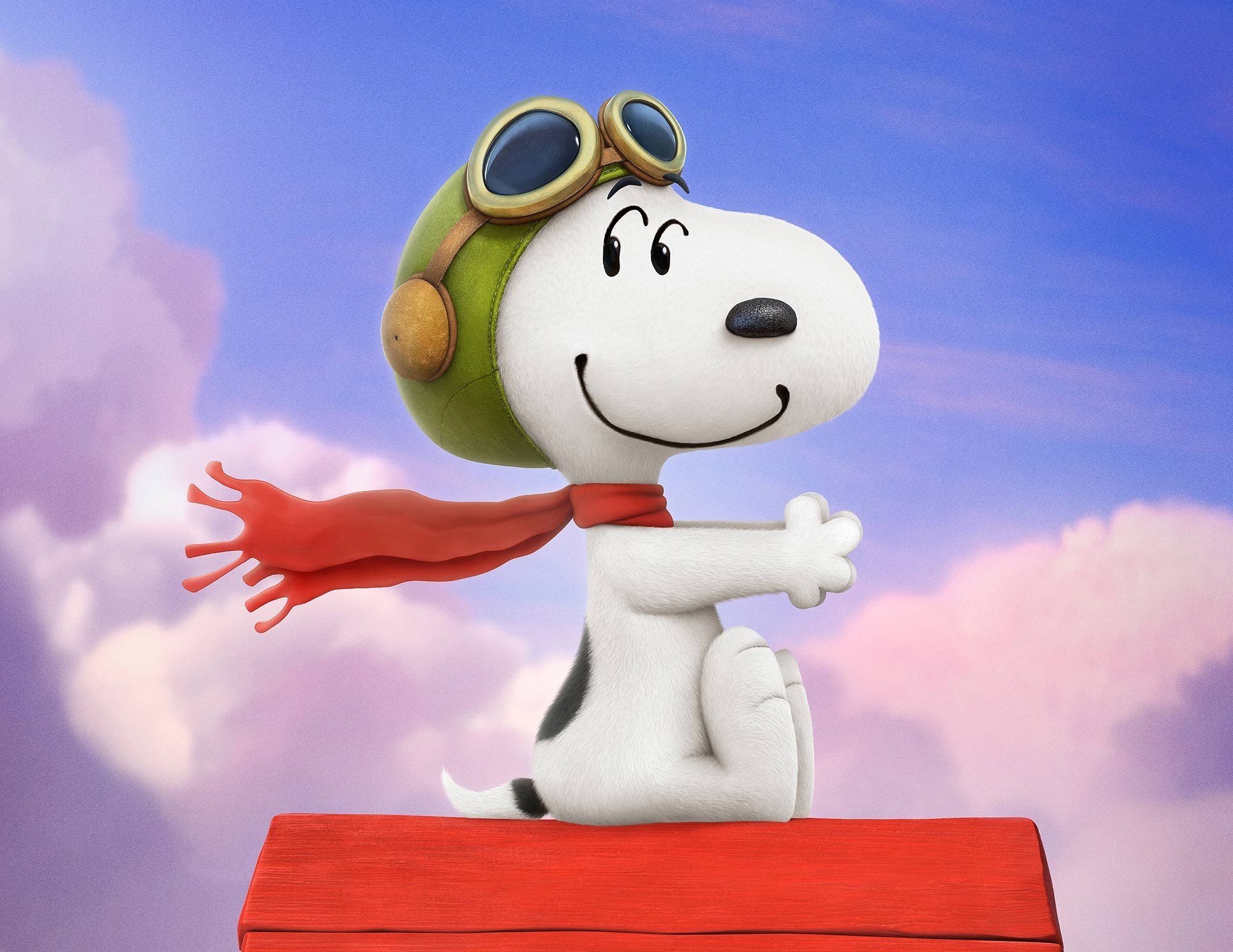Flying Ace Snoopy, The Peanuts Movie, red doghouse, HD Desktop wallpaper