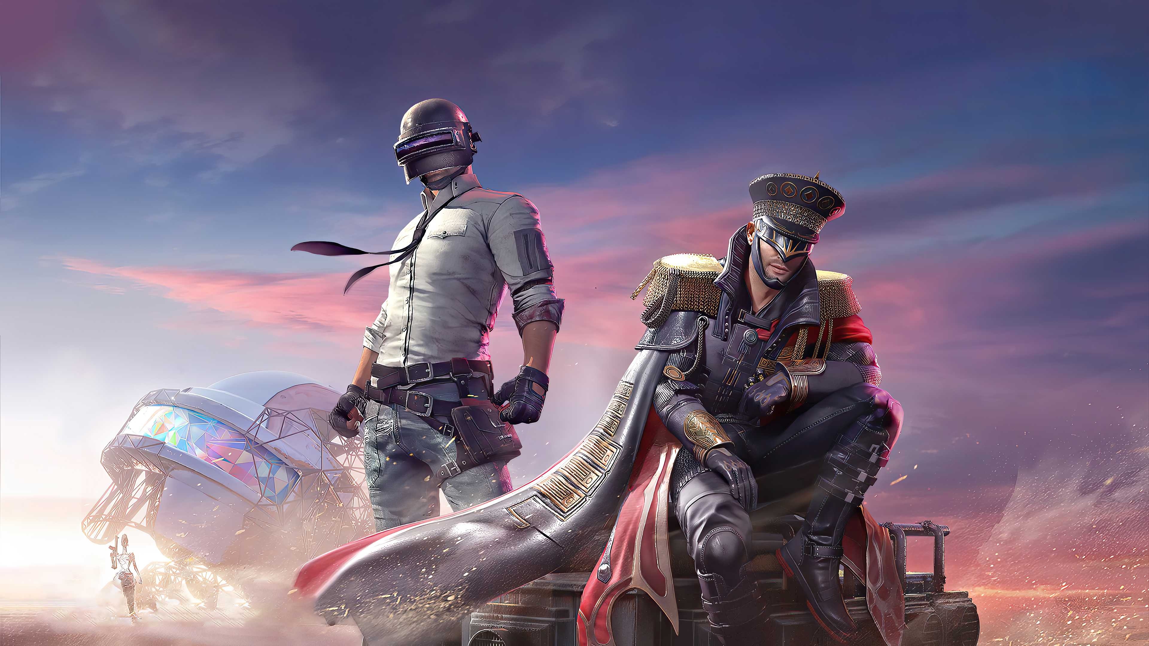 PUBG Lone Survivor, military commander skin, giant Level 3 helmet, 4K Desktop wallpaper