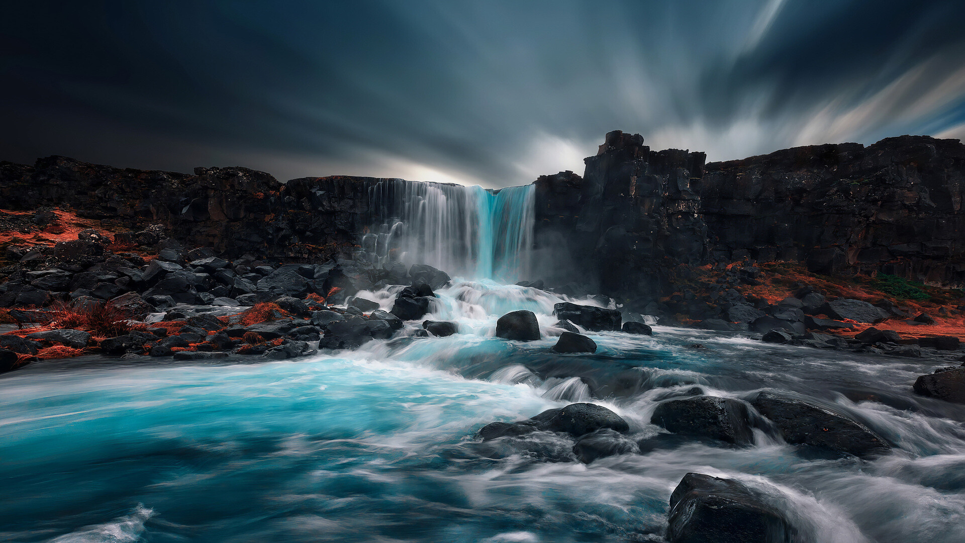 Rocks in waterfall, 4K laptop wallpaper, Full HD beauty, Captivating landscapes, 1920x1080 Full HD Desktop