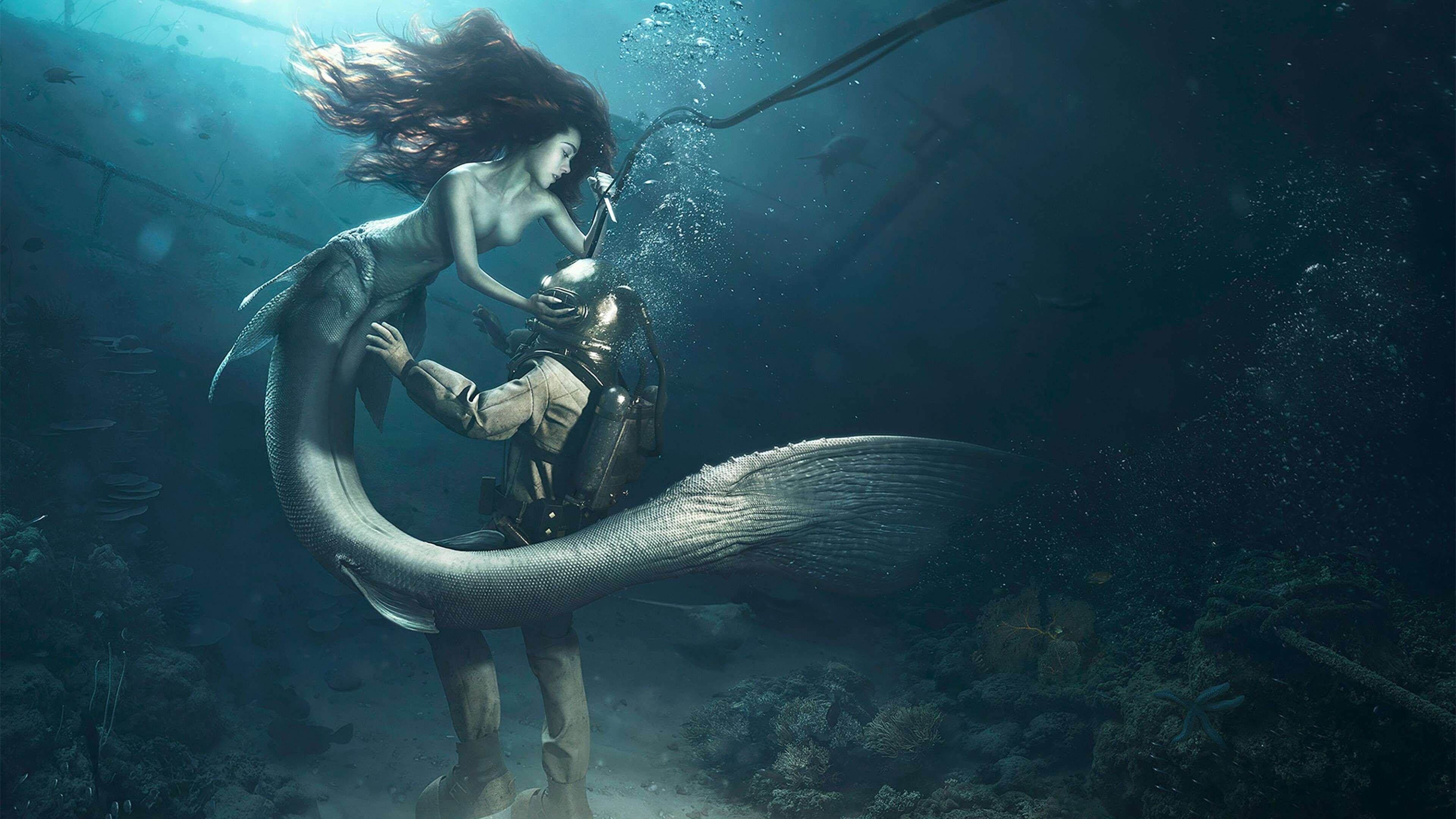 Diver, Mermaid Wallpaper, 3840x2160 4K Desktop
