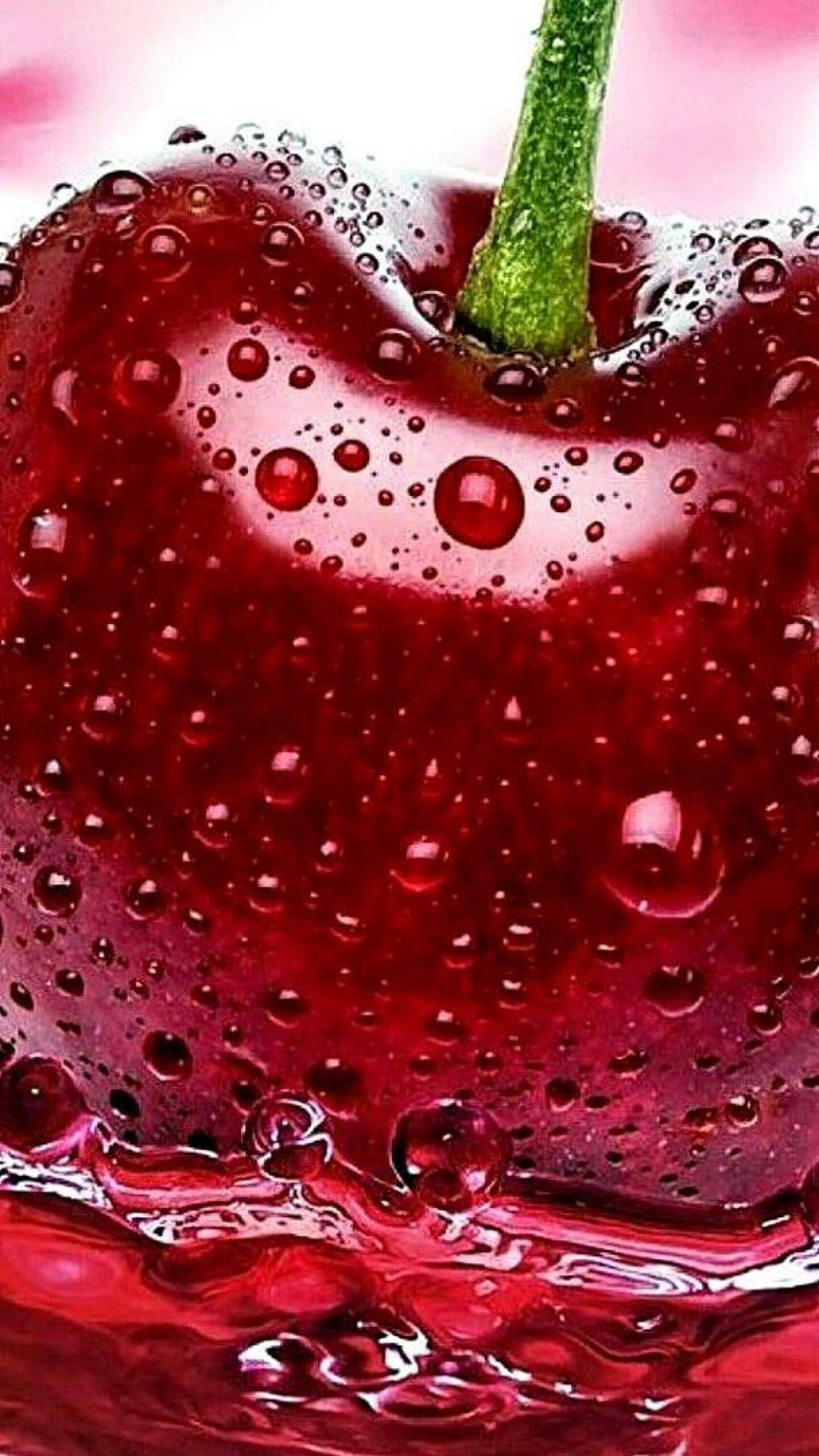 Cherry splash, Water droplets, Captivating wallpaper, 1440x2560 HD Phone