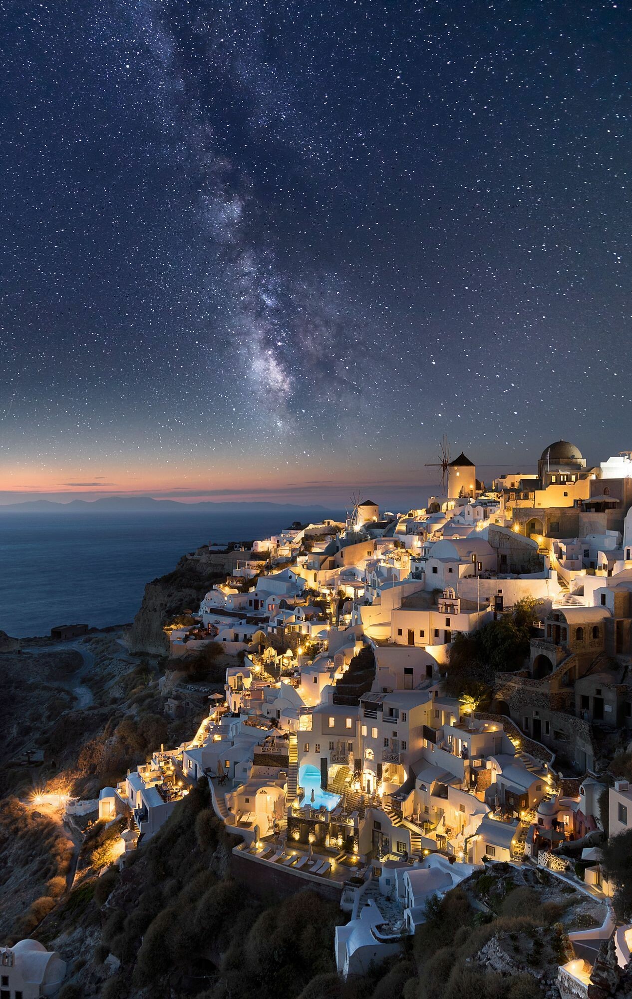 Greece, Nighttime allure, Magical landscapes, Enchanted charm, 1270x2000 HD Phone