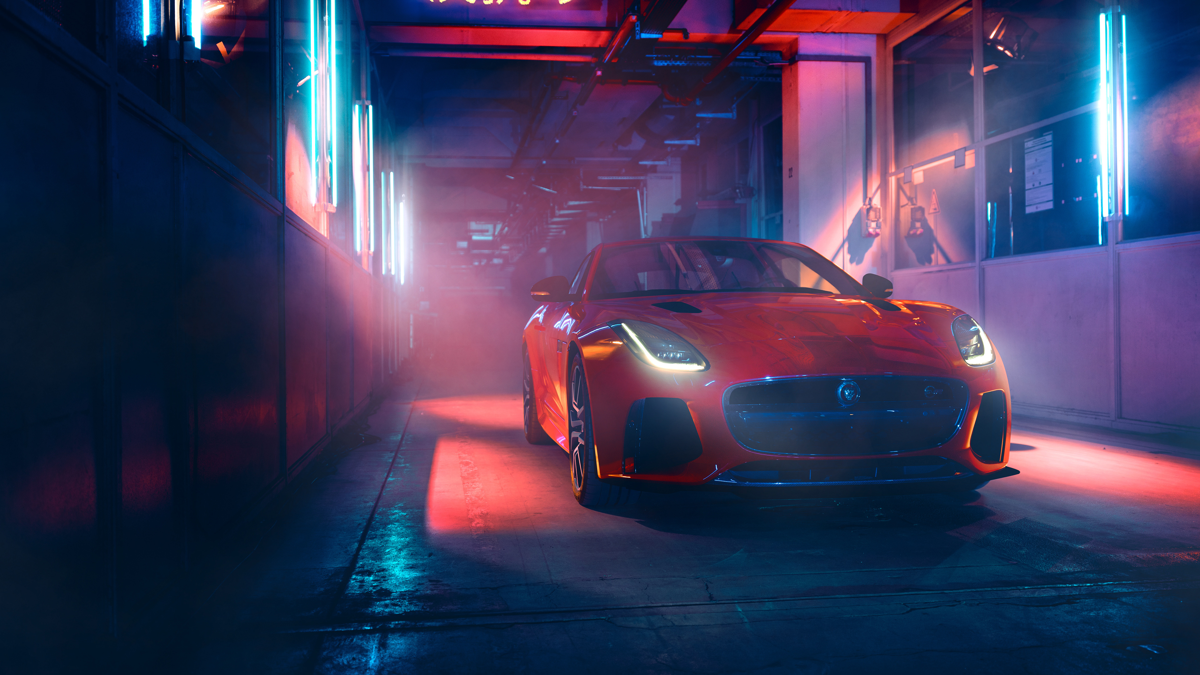 Jaguar F-TYPE, Sports car, Low-light headlights, HD wallpapers, 3840x2160 4K Desktop