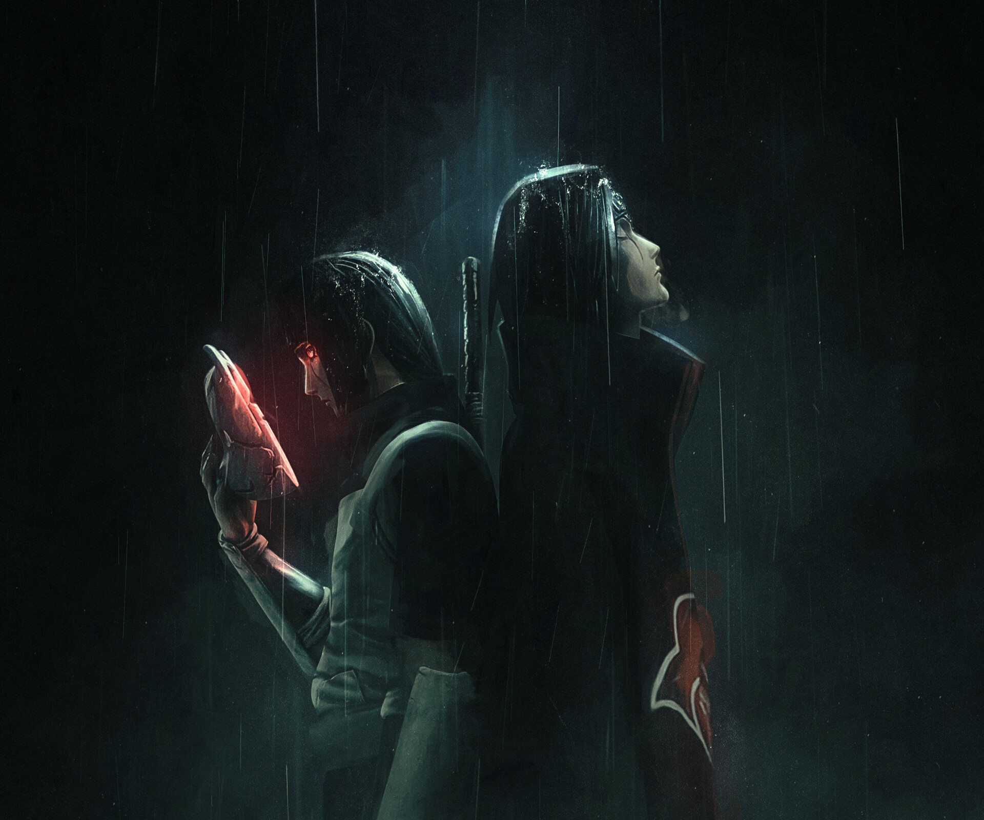Itachi Uchiha, Anbu Itachi Uchiha, Anbu mask, Akatsuki cloak, HD Desktop wallpaper
