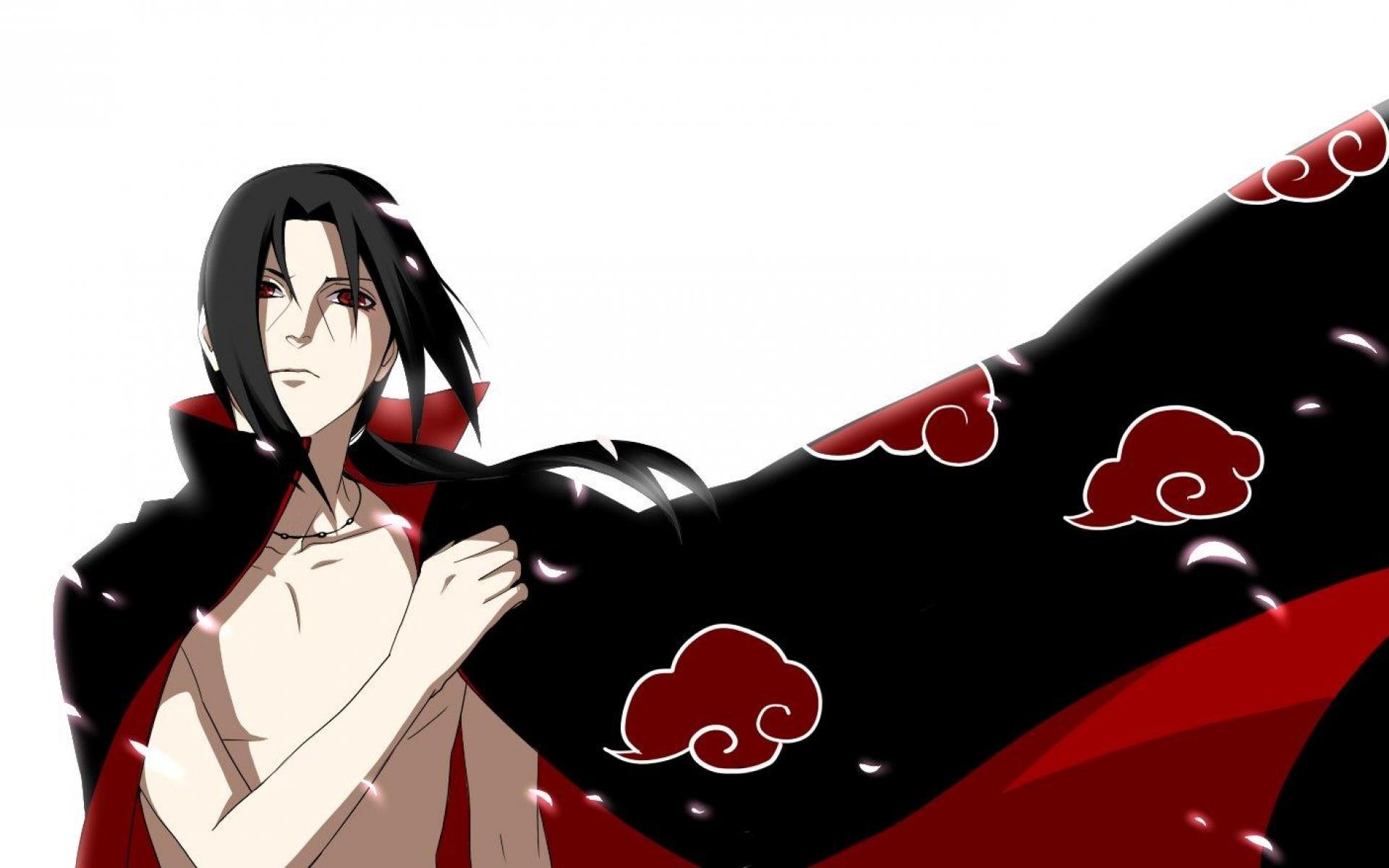 Itachi Uchiha, Akatsuki cloak, Sharingan eyes, HD Desktop wallpaper