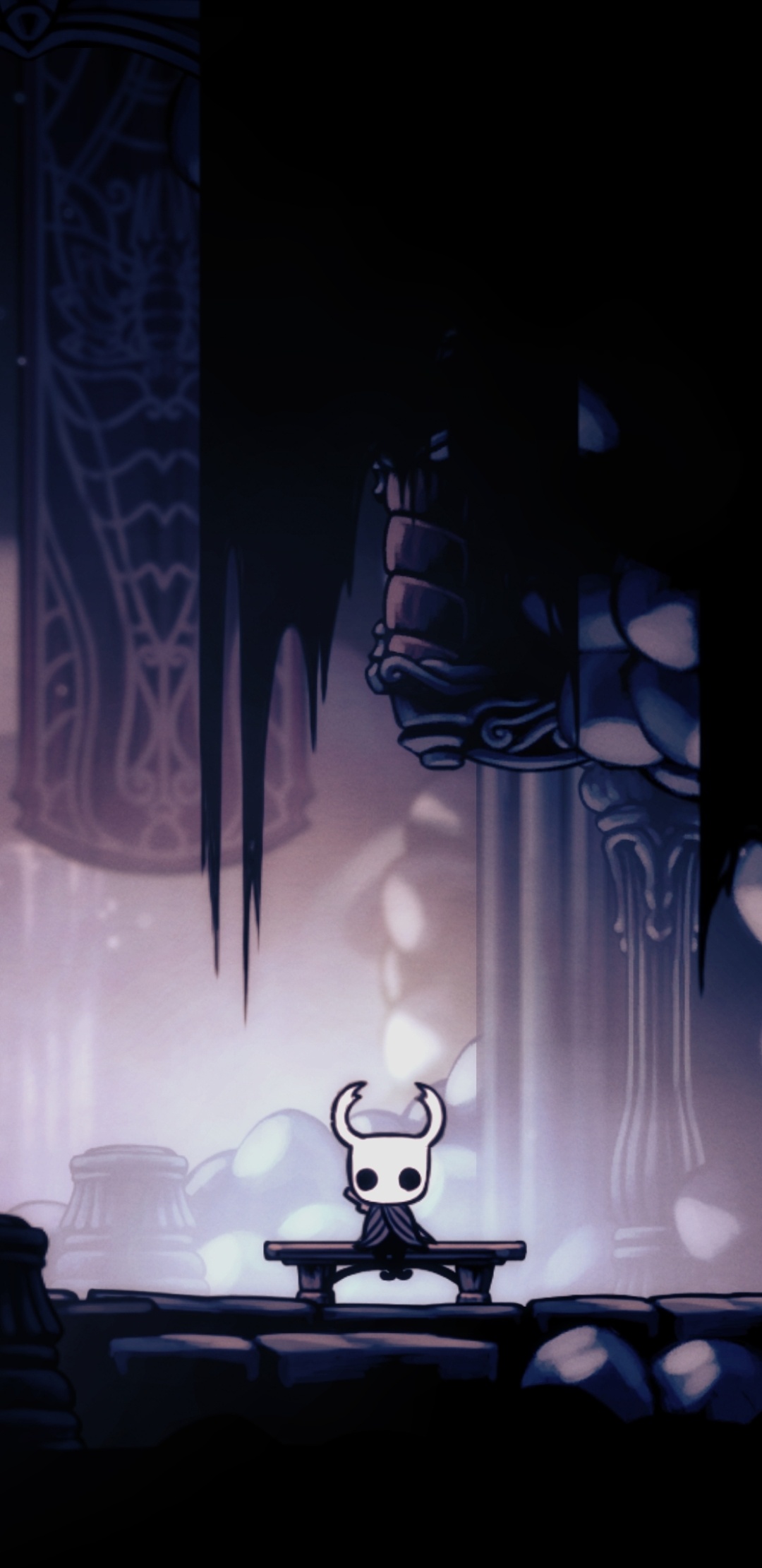The Knight, Hallownest resting bench, City of Tears, HD Phone wallpaper