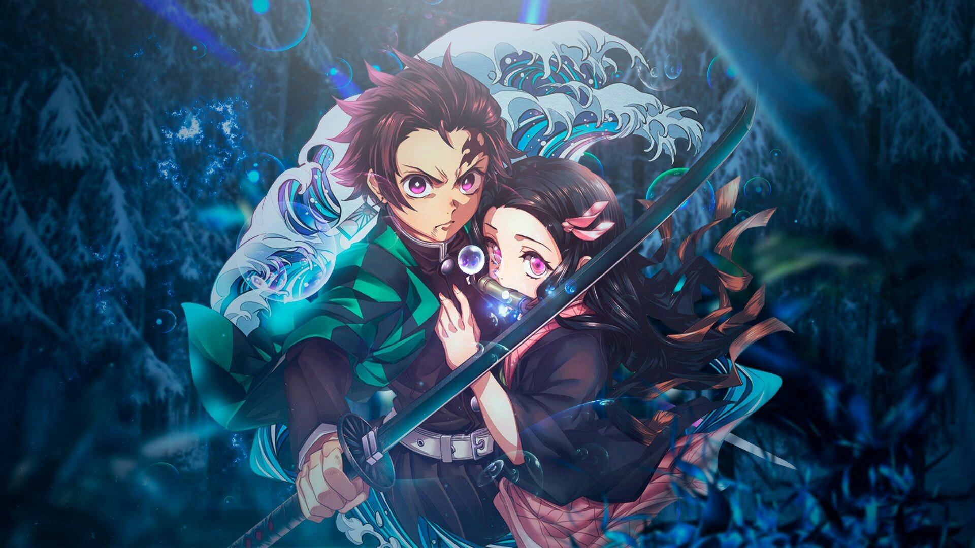 Demon Slayer: Kimetsu no Yaiba, Nezuko, Tanjiro Kamado, Cool anime wallpapers, 1920x1080 Full HD Desktop