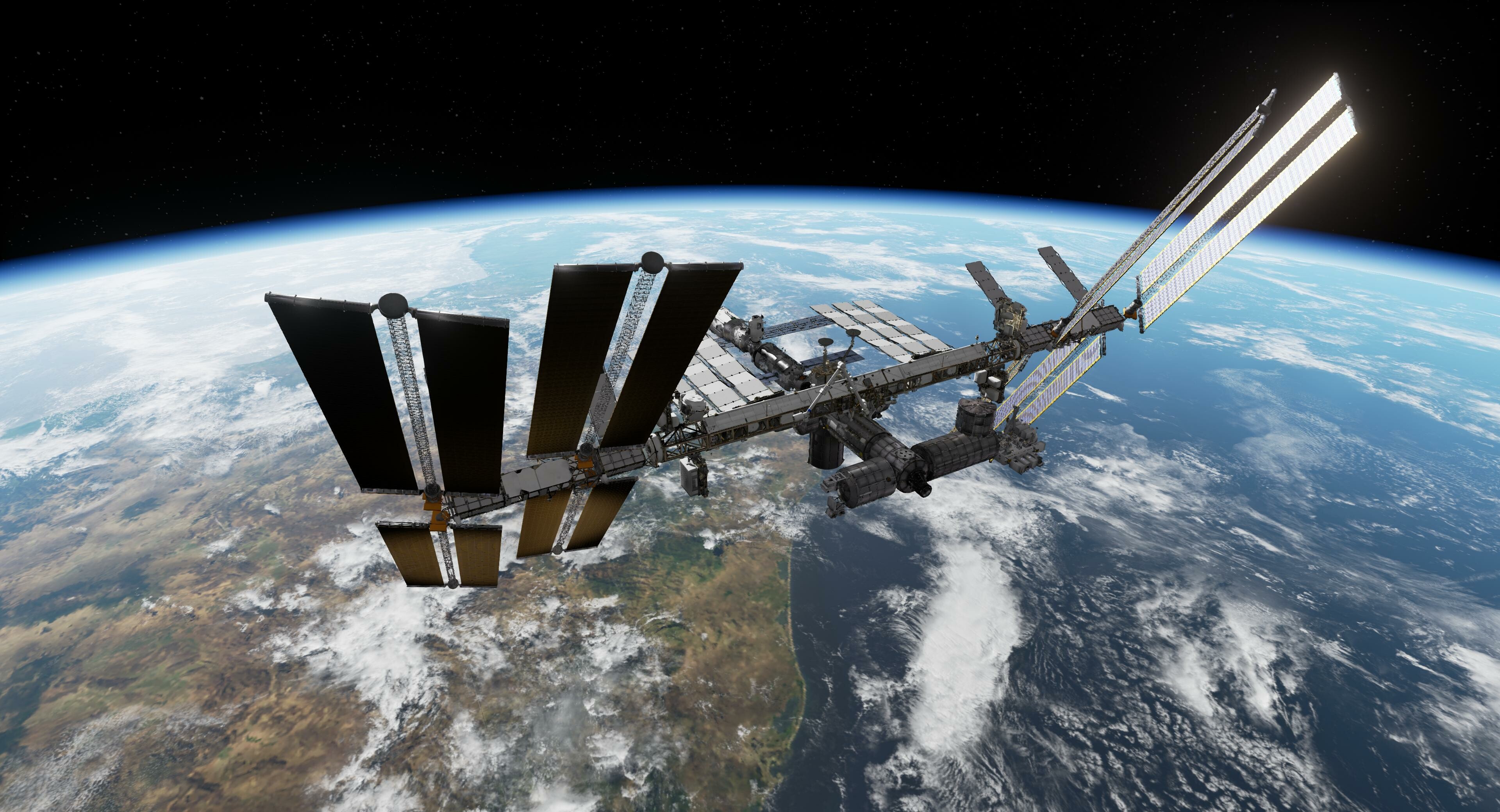 ISS, Unmarked 4K earthlight wallpaper, Stunning images, Outer space, 3840x2080 HD Desktop