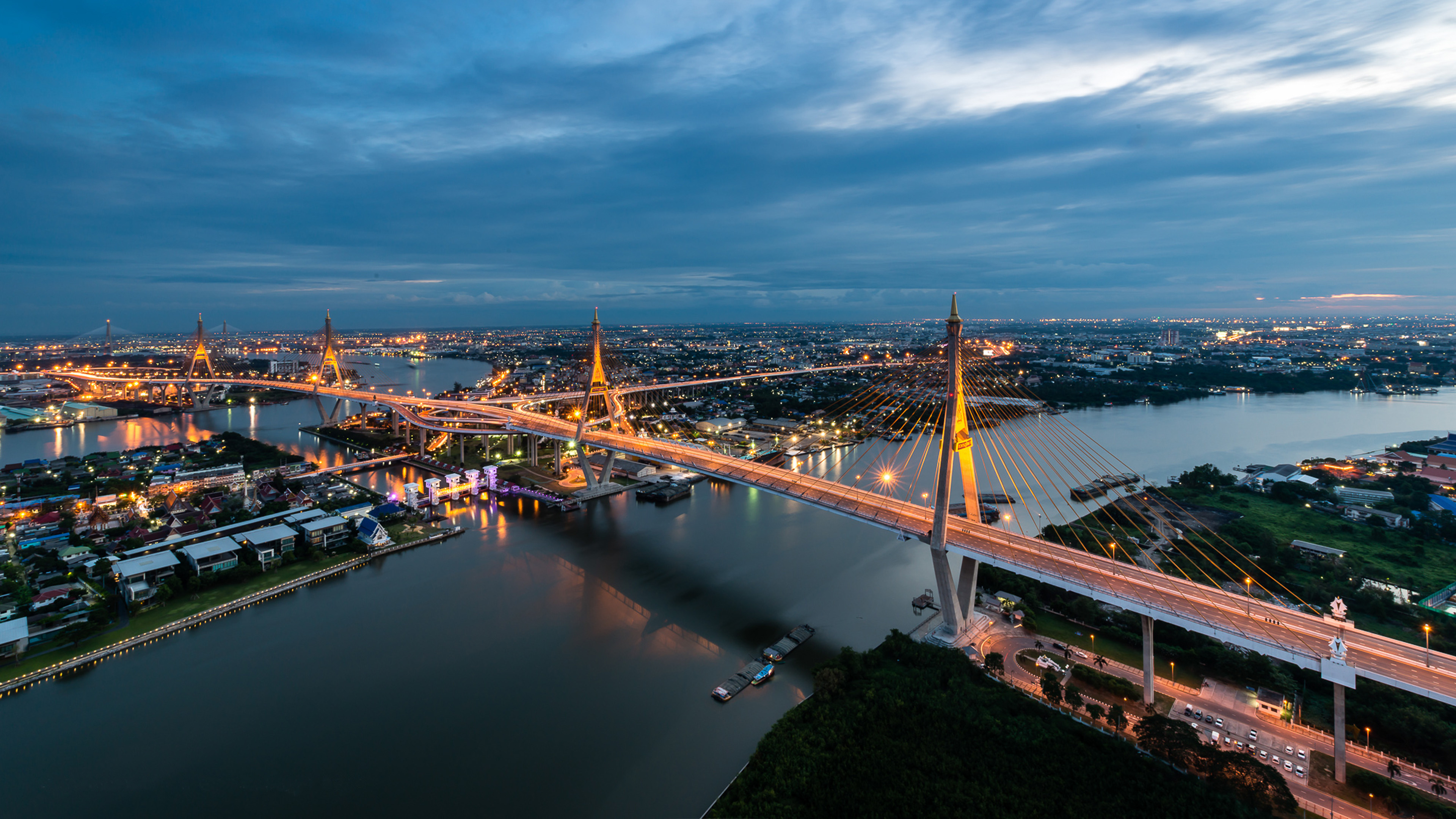 Bhumibol Bridge, Bangkok Wallpaper, 3840x2160 4K Desktop