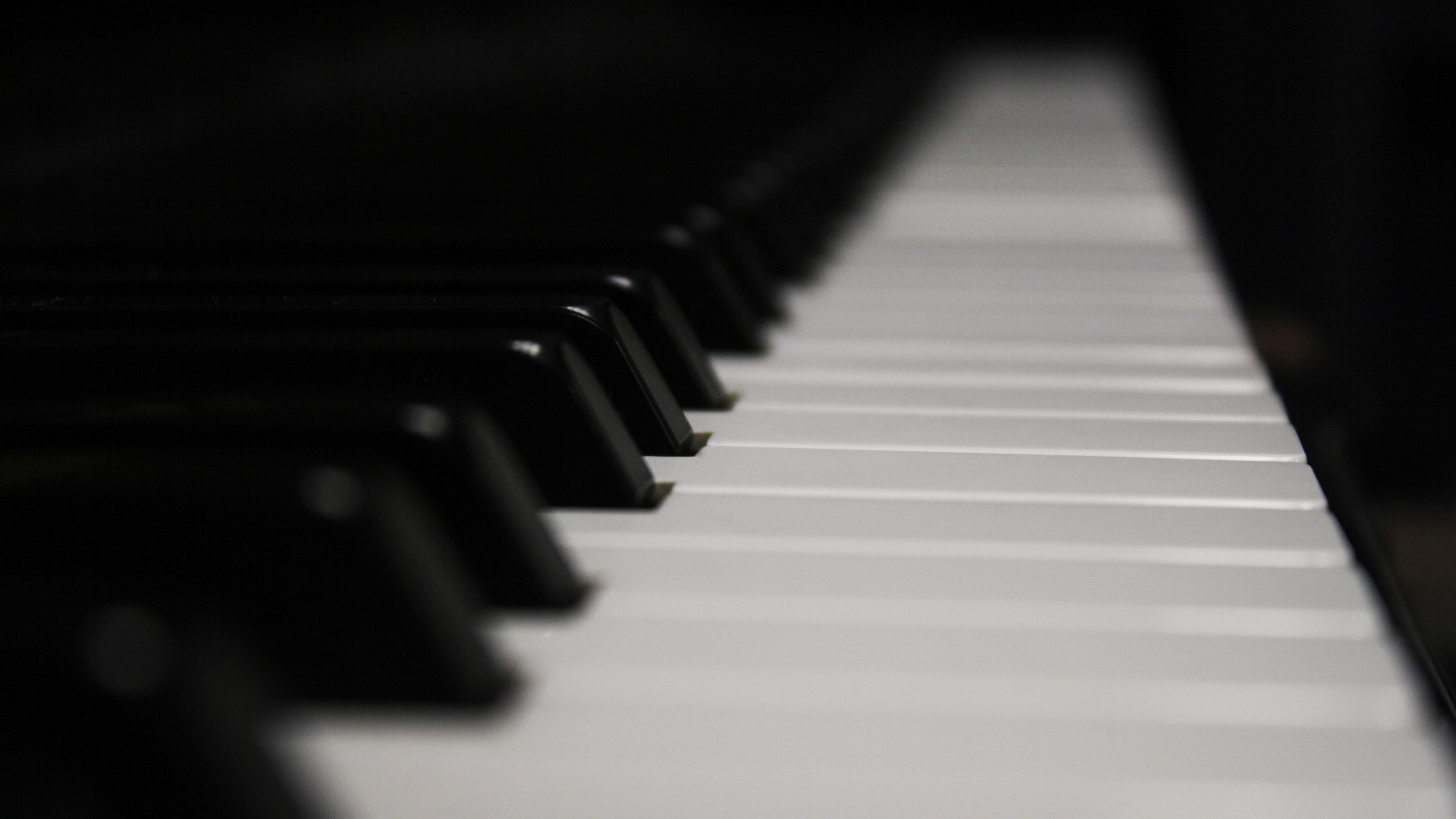 black and white keys, contrasting beauty, monochrome wallpaper, musical harmony, 3840x2160 4K Desktop