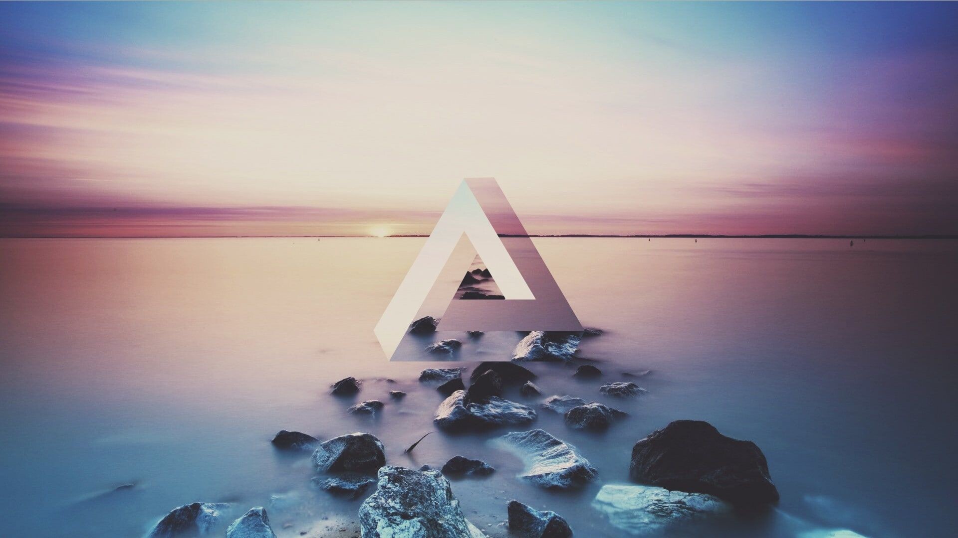 Triangle, Geometry, Lake, Sunset, 1920x1080 Full HD Desktop