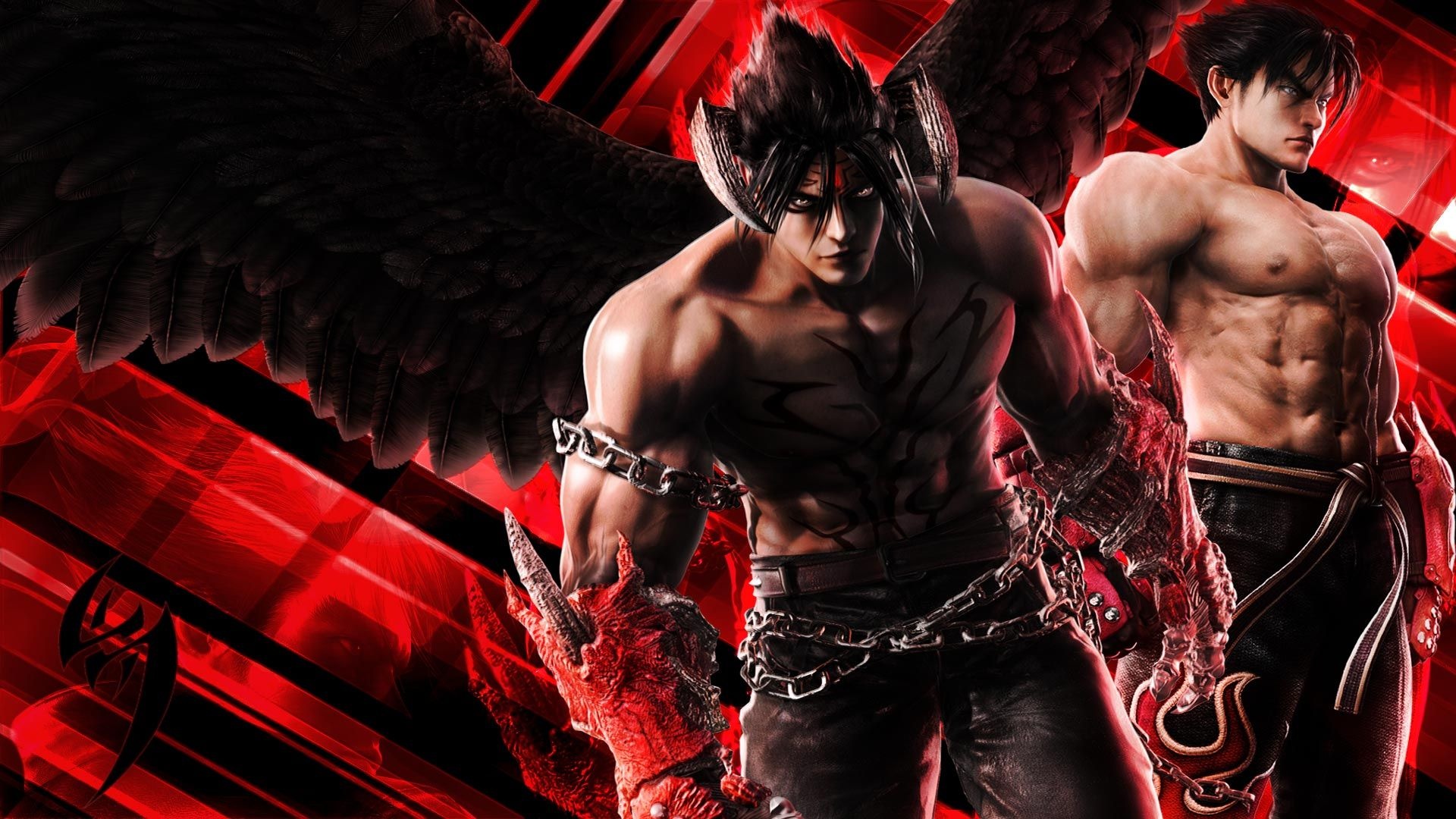 Devil Jin, Jin Kazama, black feathered wings, Full HD Desktop wallpaper