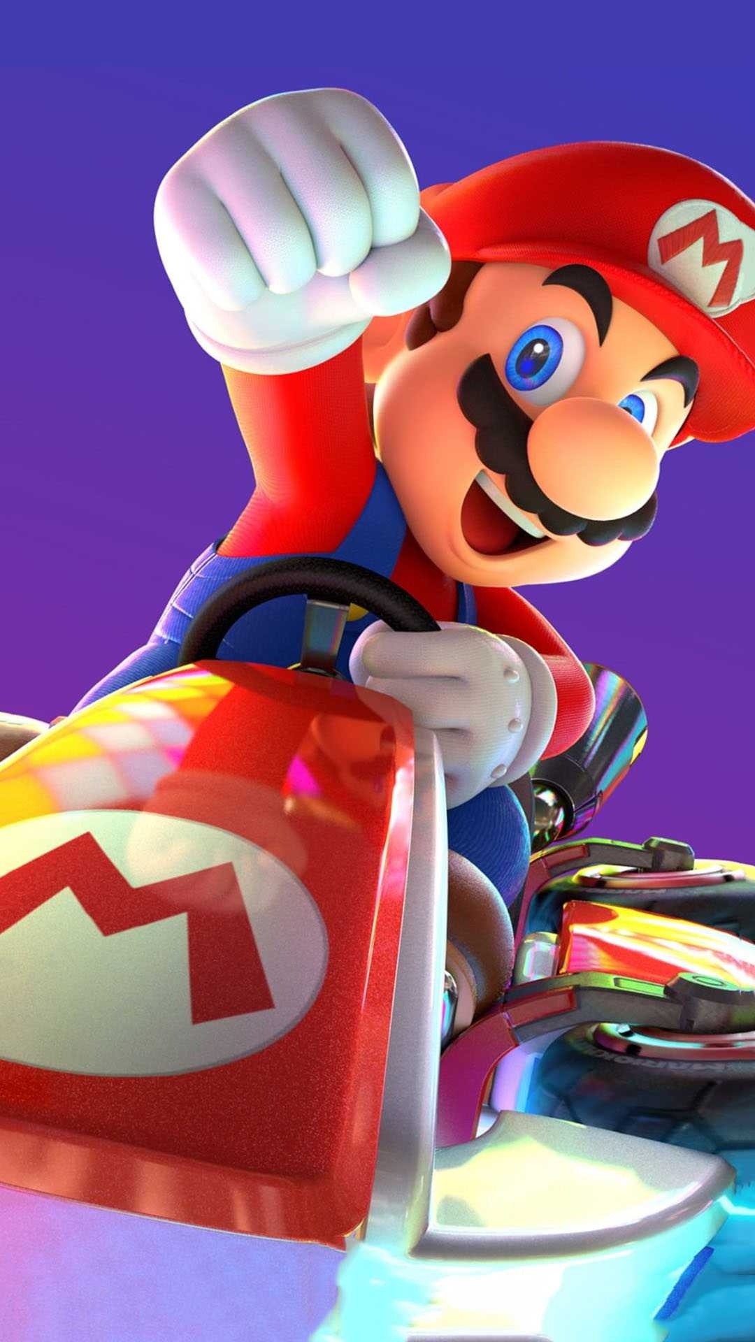 Mario Kart, Artistic wallpaper, Dynamic gaming, Retro charm, 1080x1920 Full HD Phone