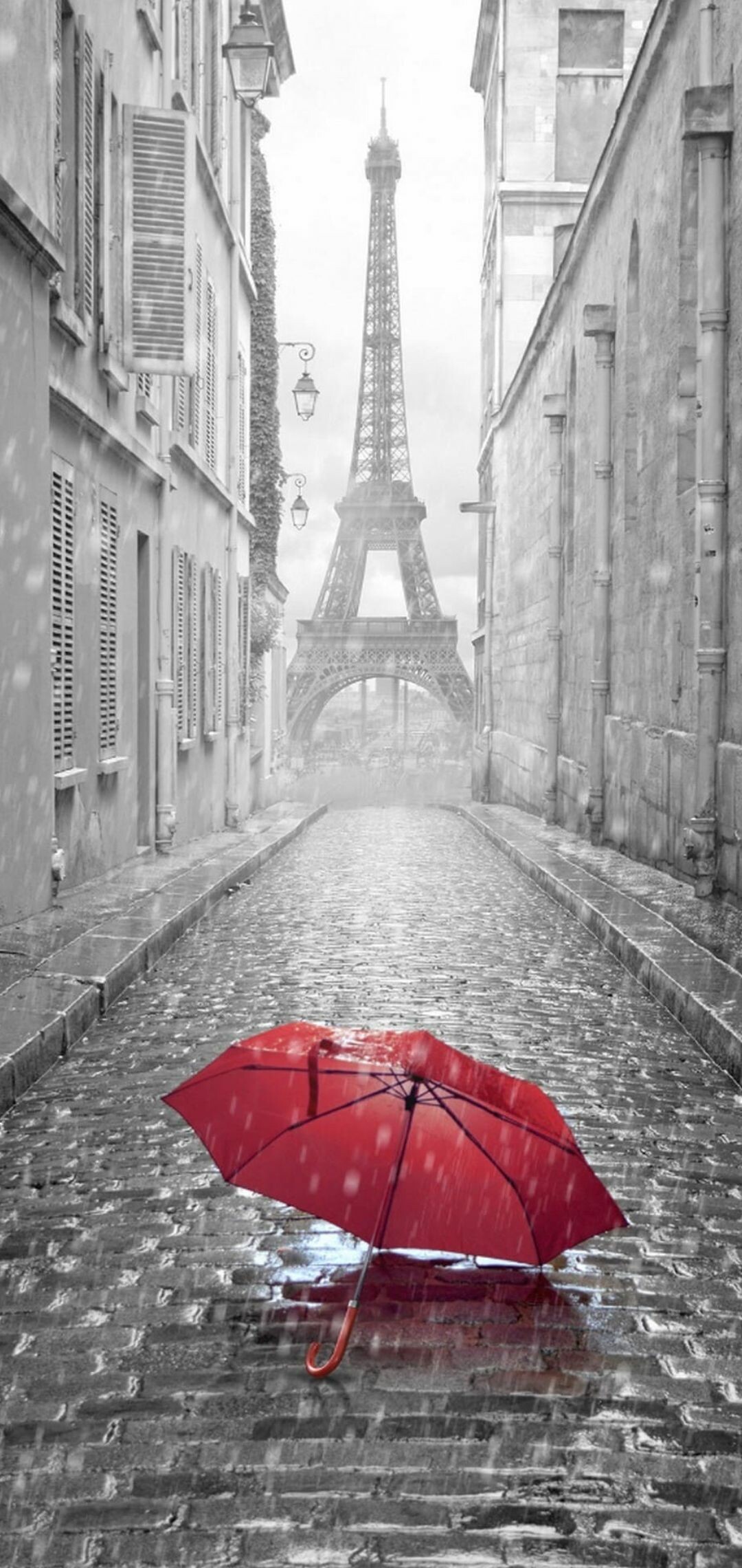 Eiffel Tower, Rain Wallpaper, 1080x2280 HD Phone