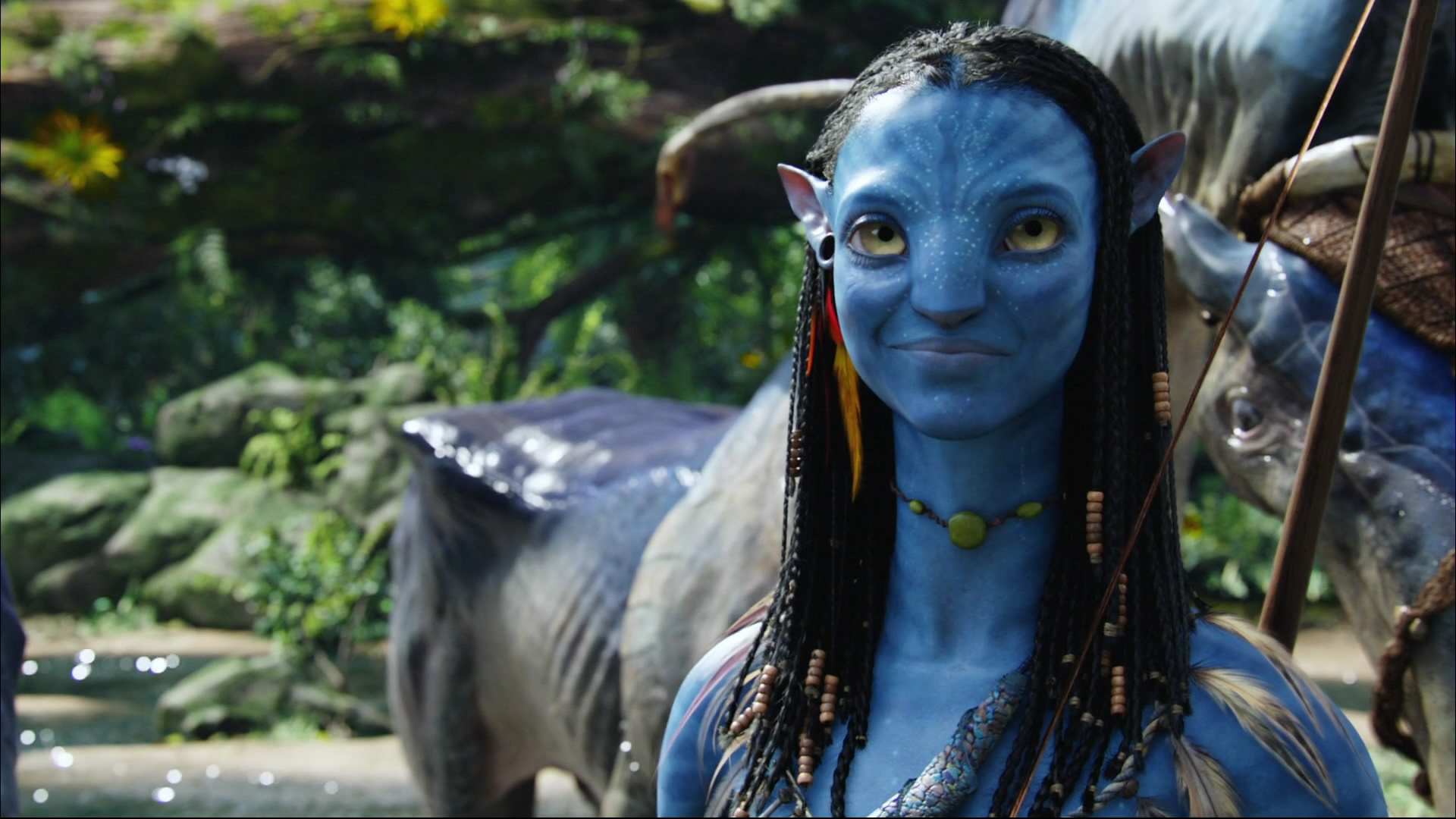 Neytiri, Avatar movie, Long hair, Yellow eyes, 1920x1080 Full HD Desktop