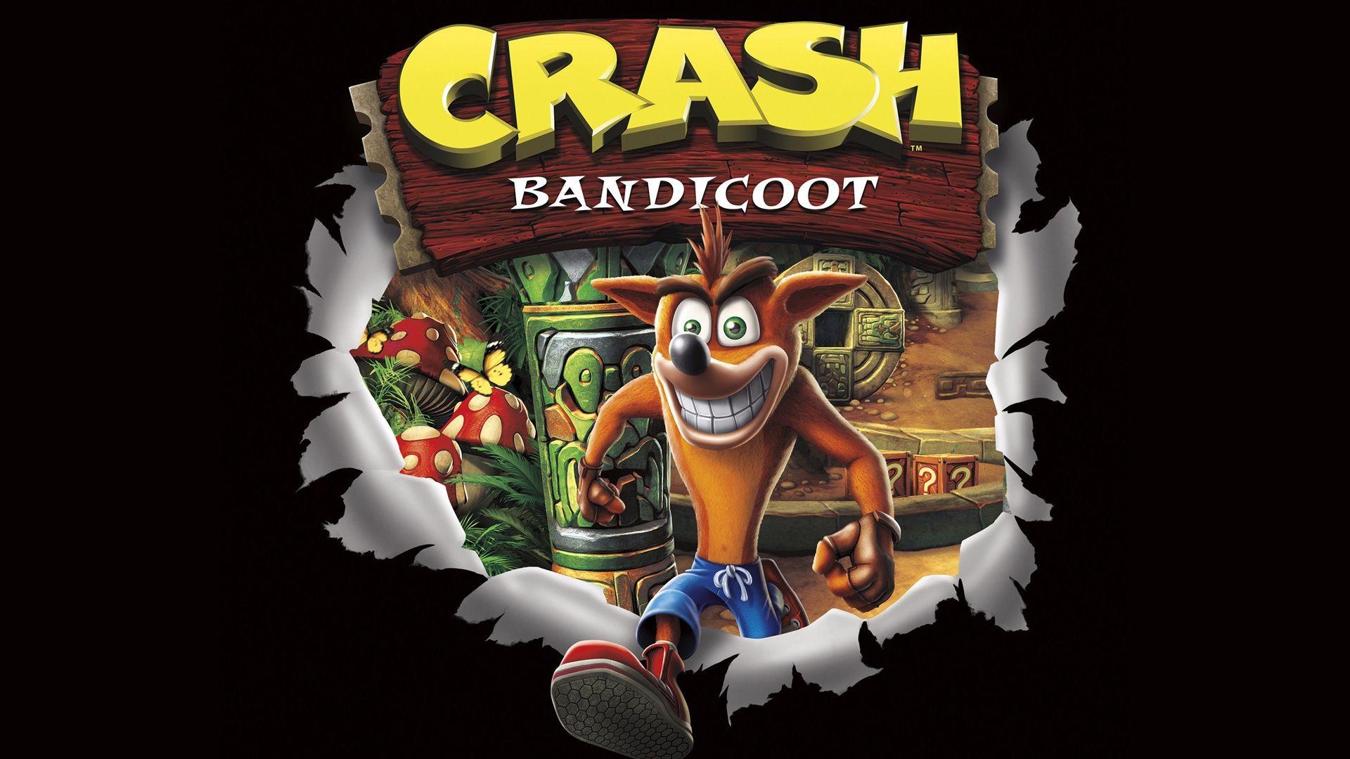 Crash Bandicoot, Crash Bandicoot logo, Torn paper cutout frame, Full HD Desktop wallpaper