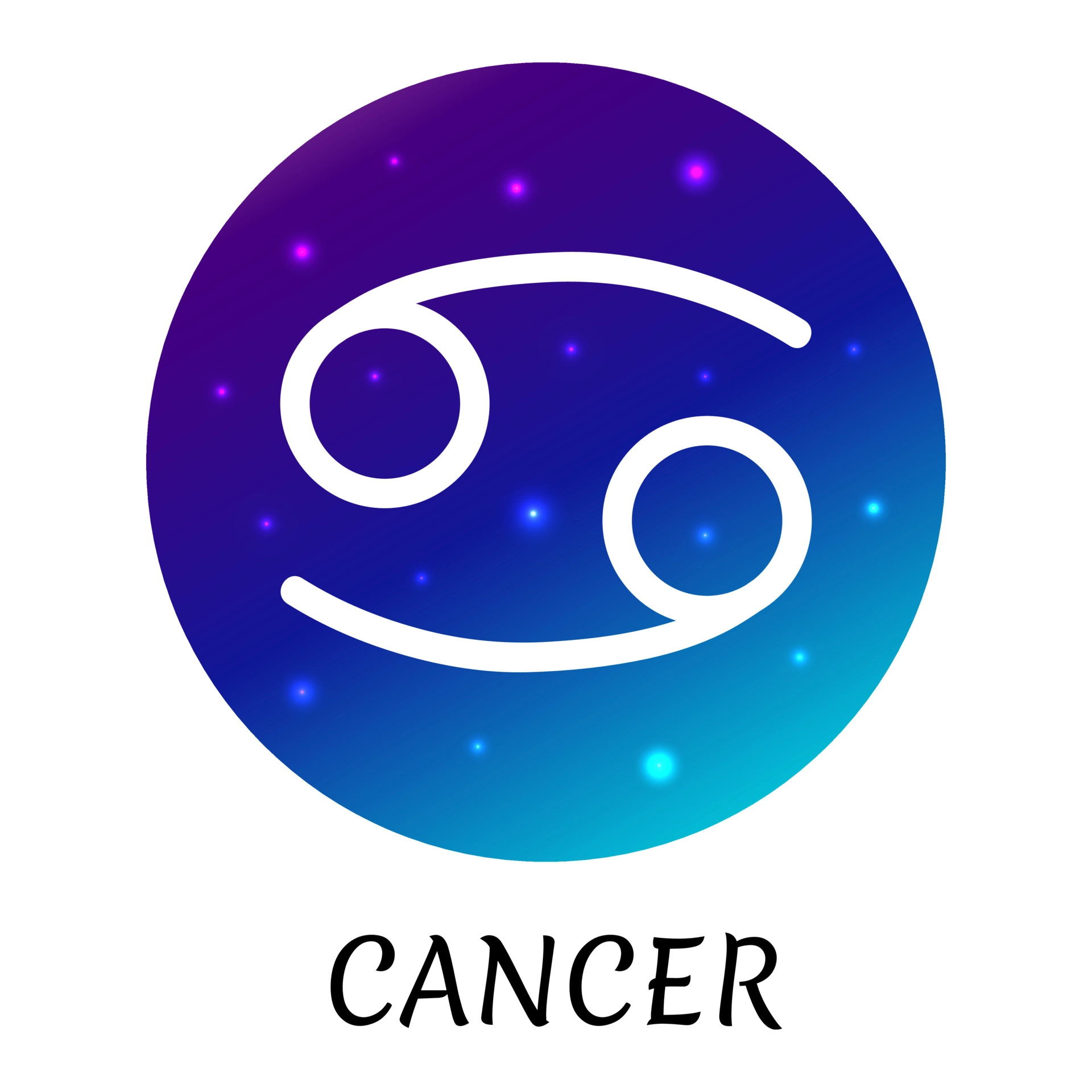 Cancer zodiac sign, Icon with starry gradient, Astrological element, 1920x1920 HD Phone