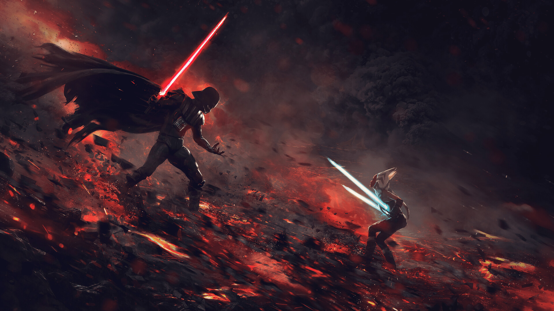 Ahsoka Tano vs Darth Vader, Star Wars Wallpaper, 1920x1080 Full HD Desktop