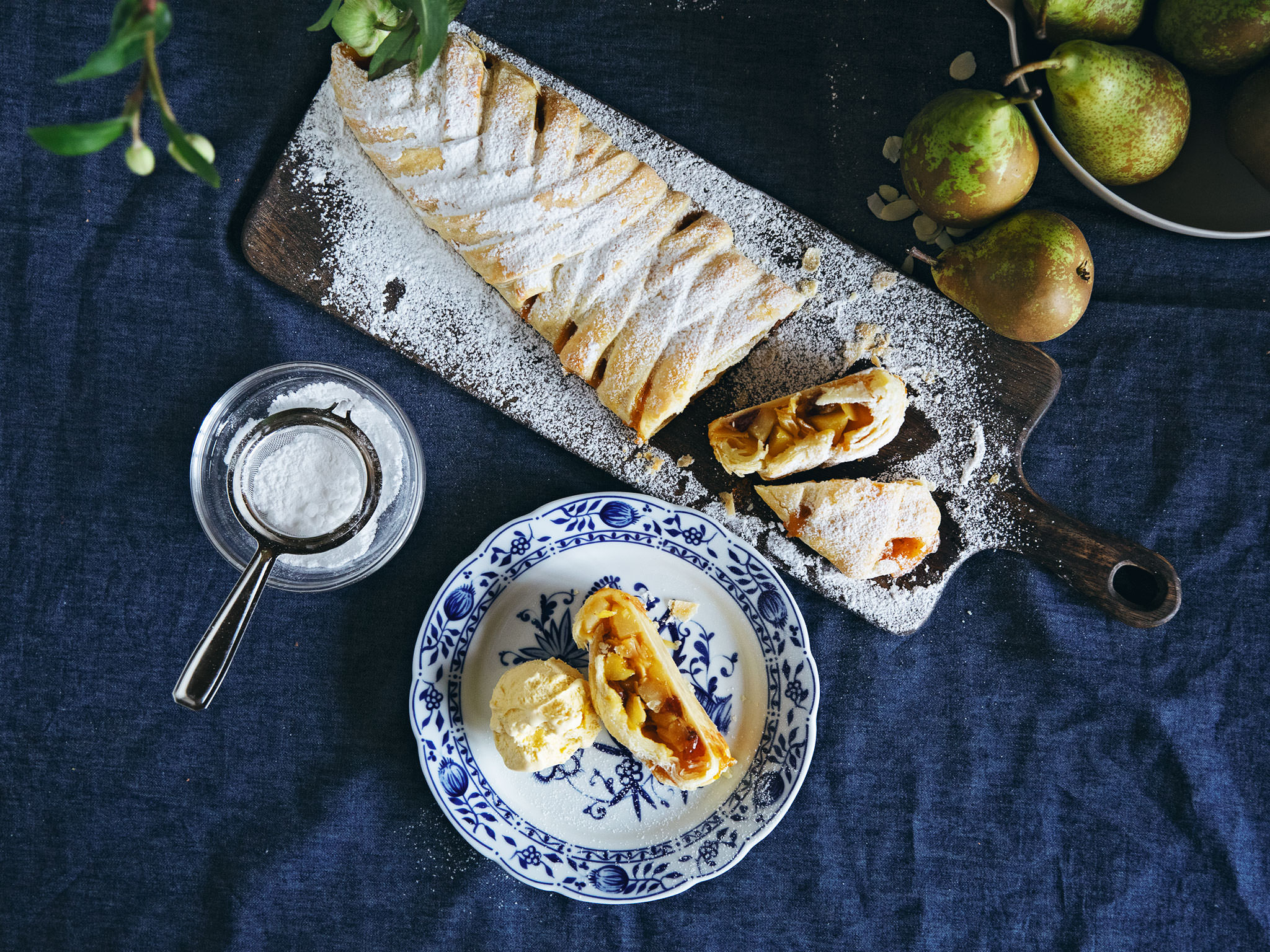 Pear strudel recipe, Vanilla ice cream, Culinary delight, Kitchen Stories video, 2050x1540 HD Desktop