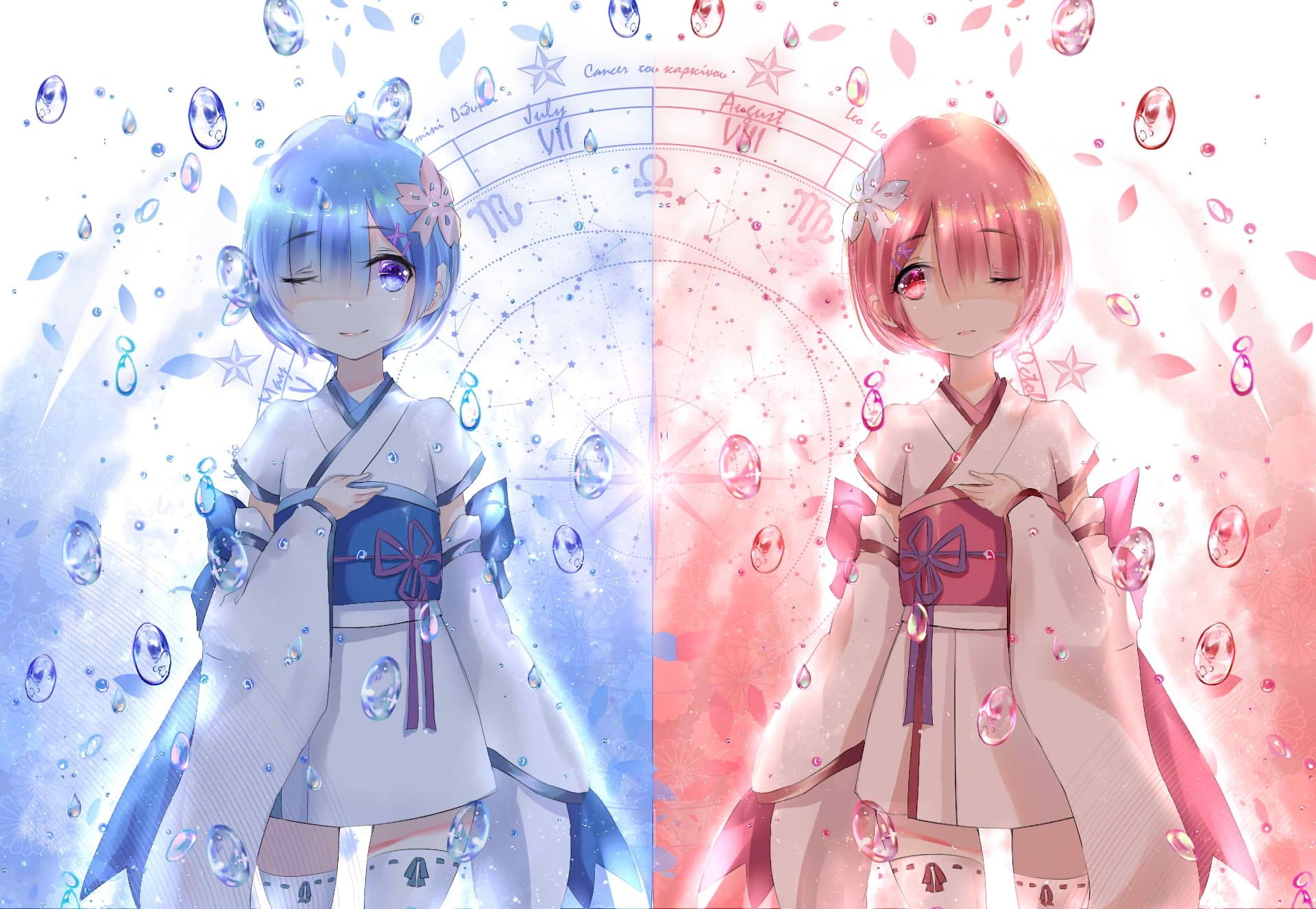 Rem, Ram, Zodiac constellation wheel, HD Desktop wallpaper