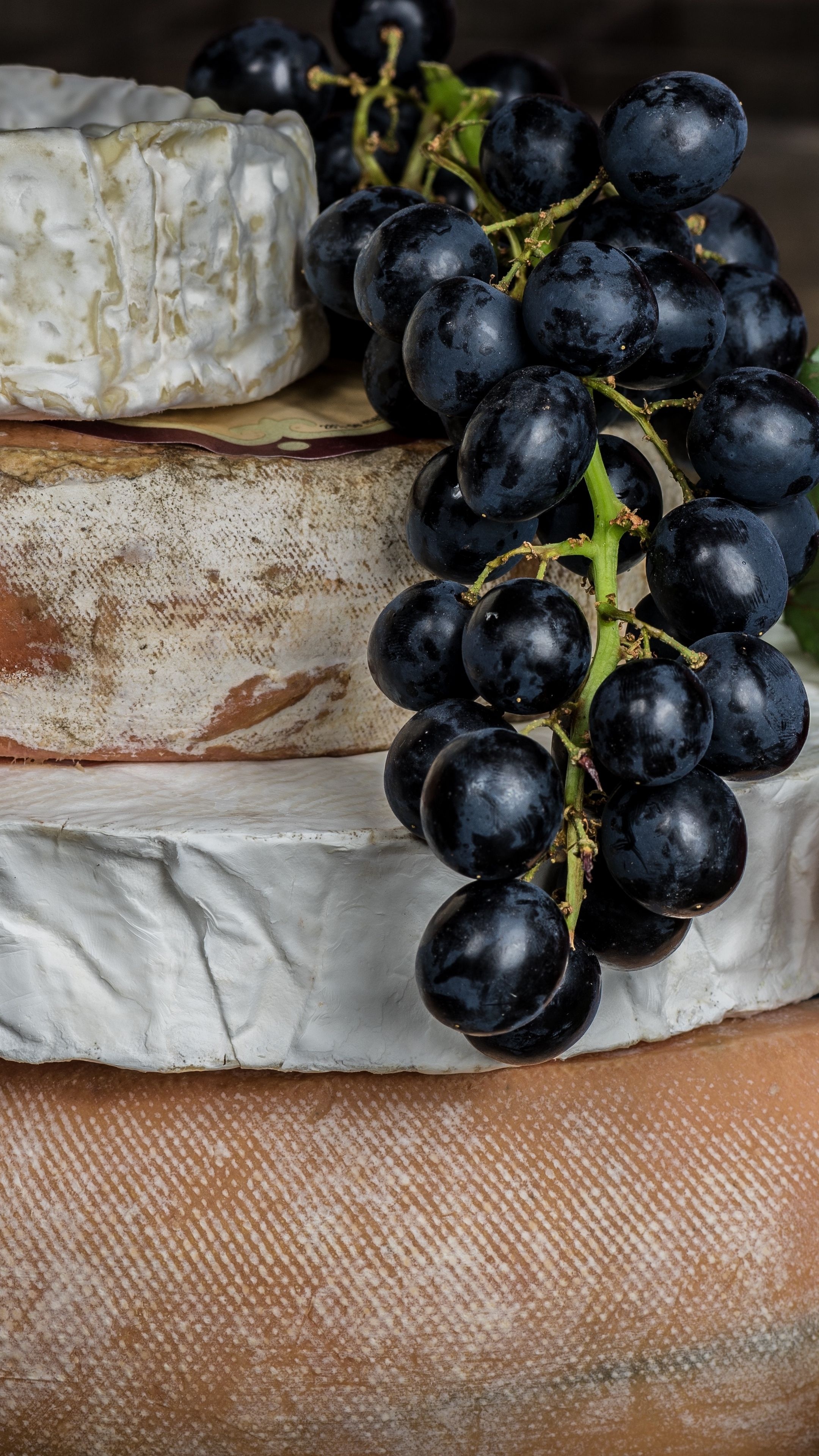 Cheese, Grapes Wallpaper, 2160x3840 4K Phone