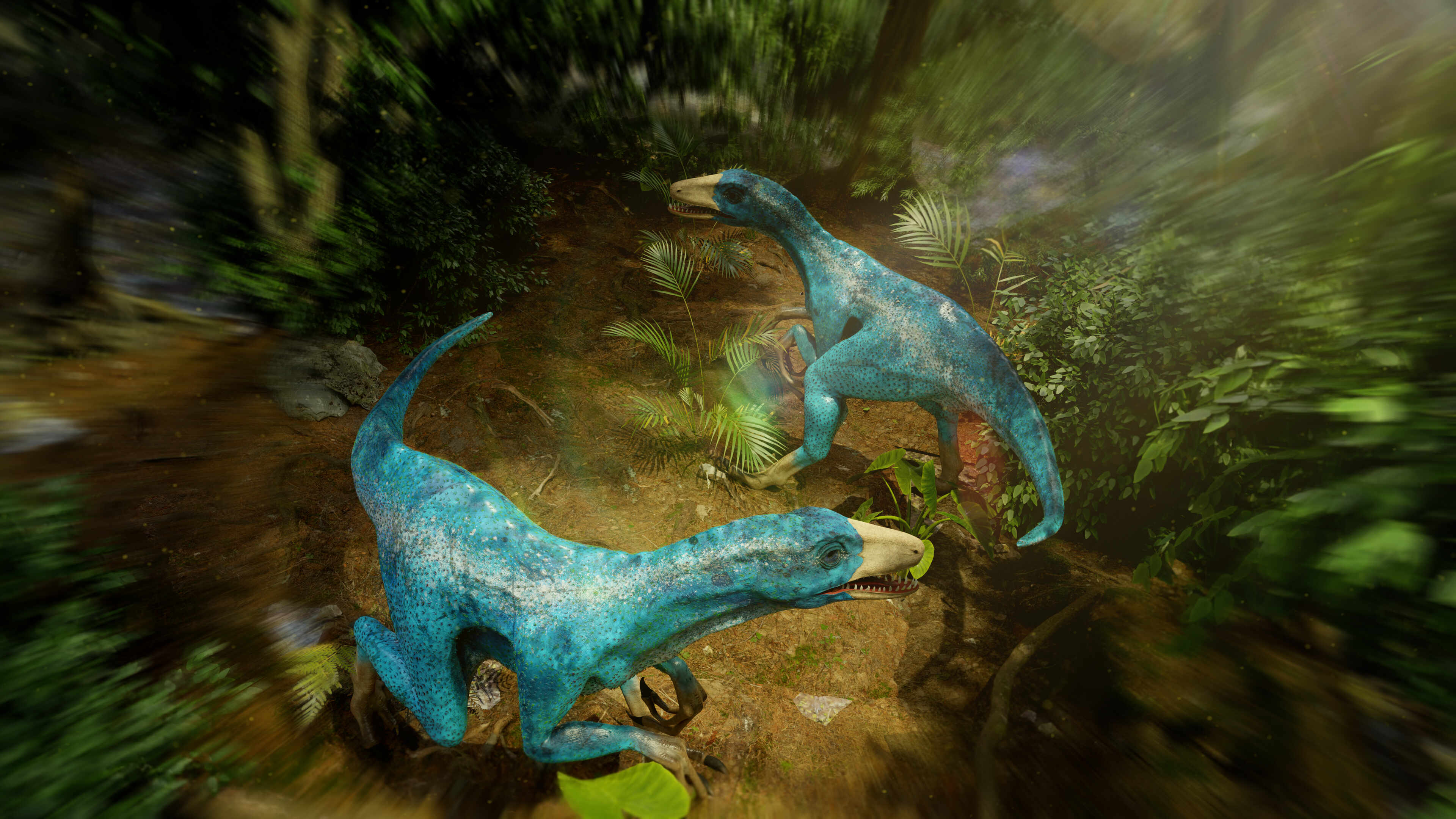 Two brothers blue velociraptor, ZBrush model, Digital sculpting, Dinosaur character, 3840x2160 4K Desktop