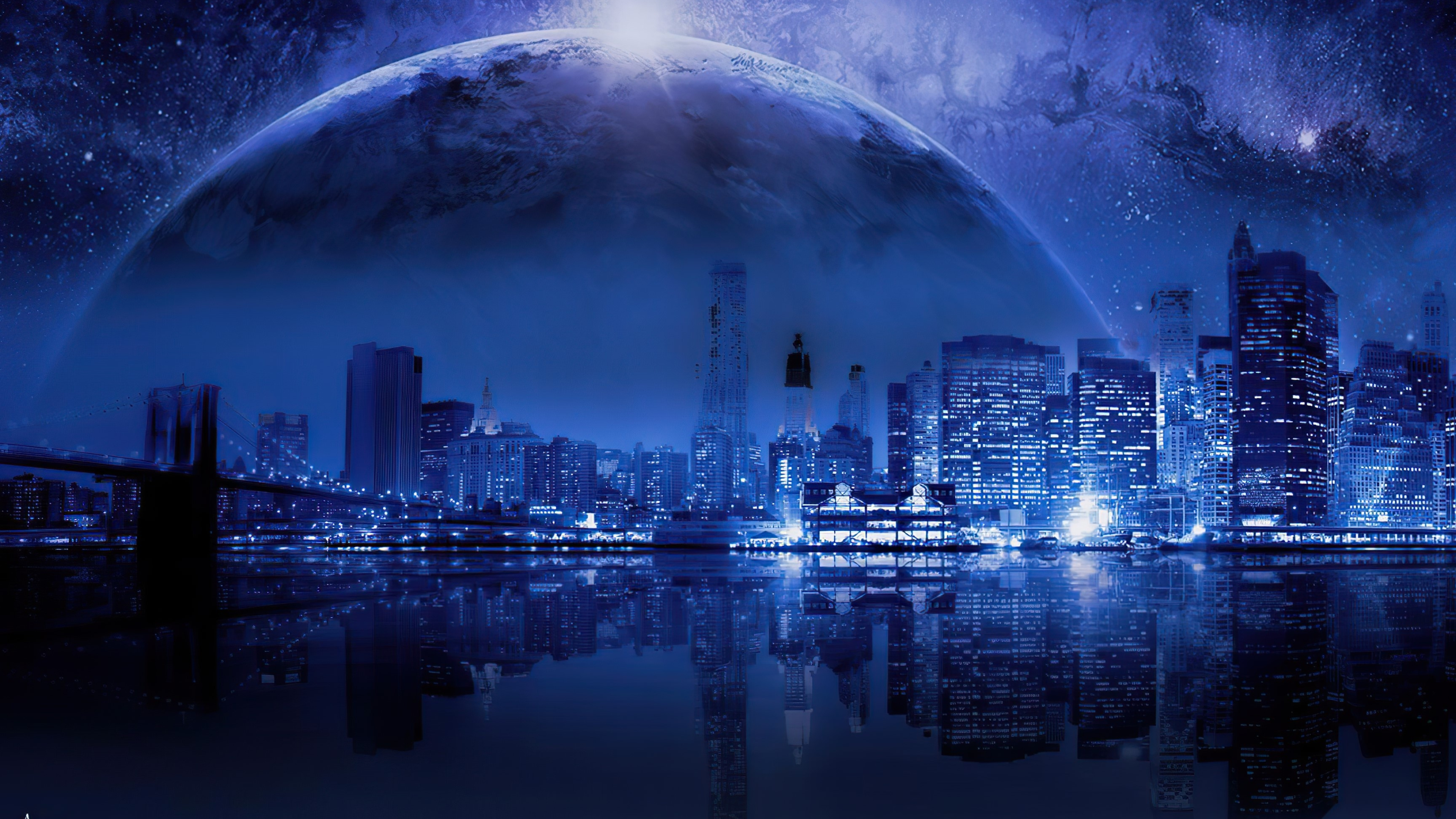 Сity, Blue Wallpaper, 3840x2160 4K Desktop