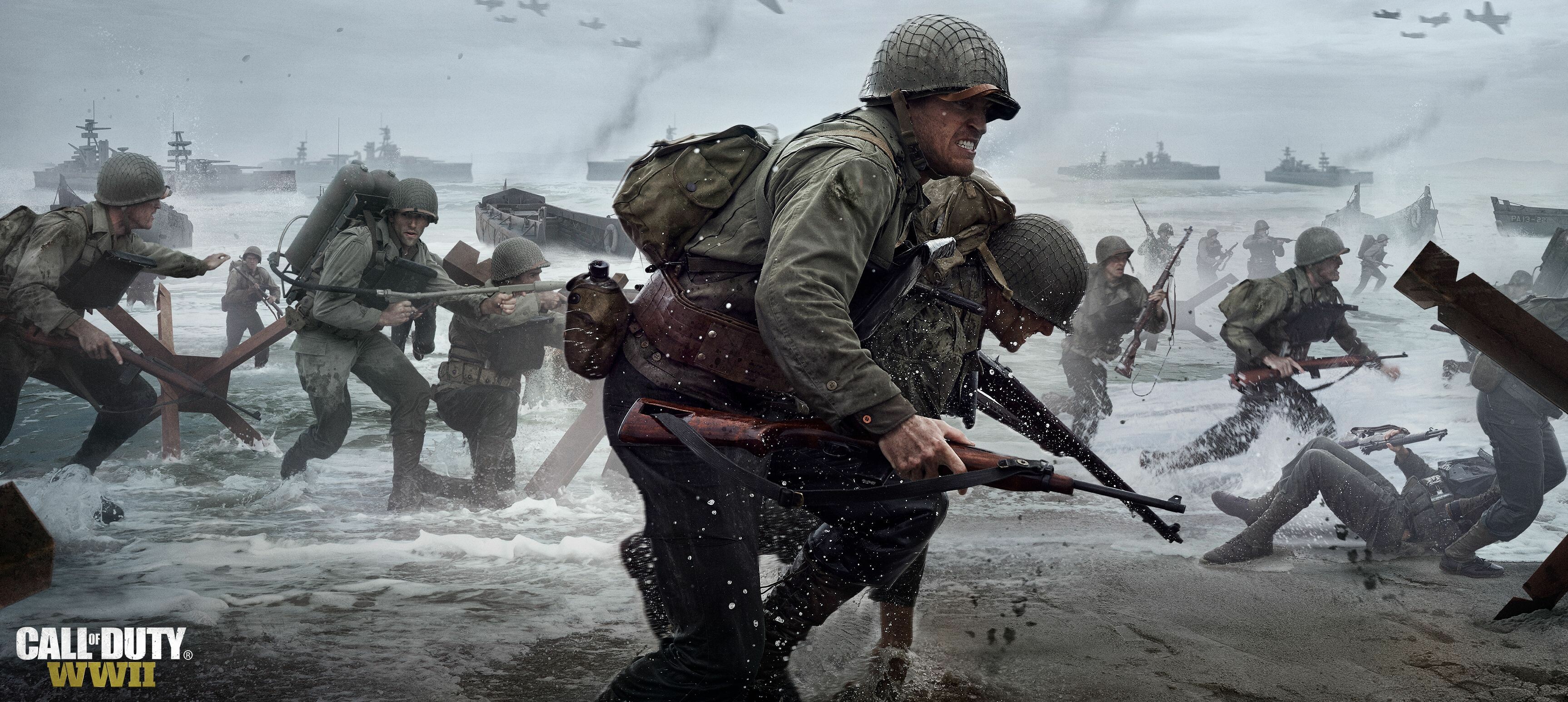 COD WW2, Call of Duty Wallpaper, 3460x1550 Dual Screen Desktop
