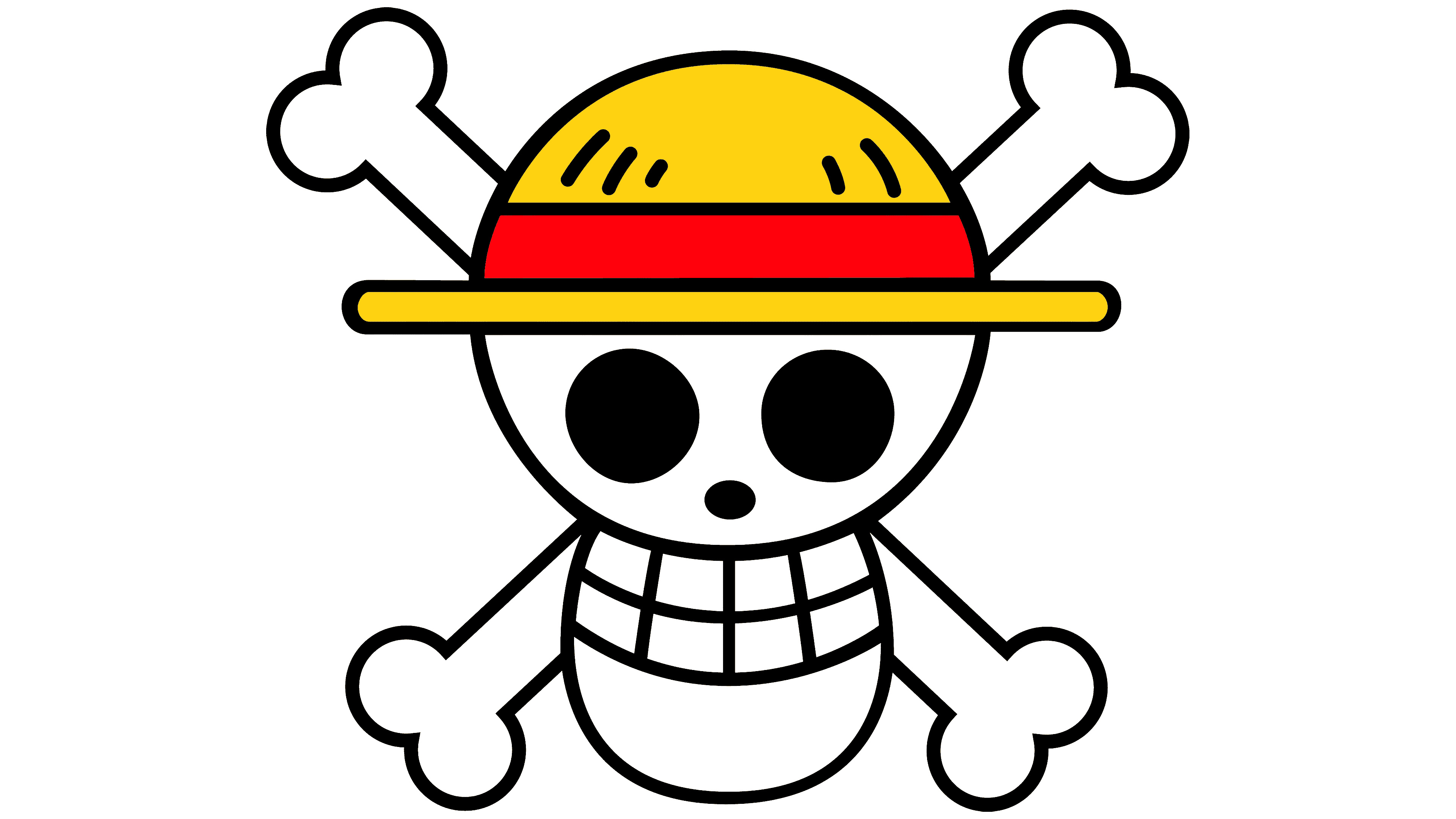 Straw Hat Pirates Jolly Roger, Luffy's straw hat, skull and crossbones, 4K Desktop wallpaper