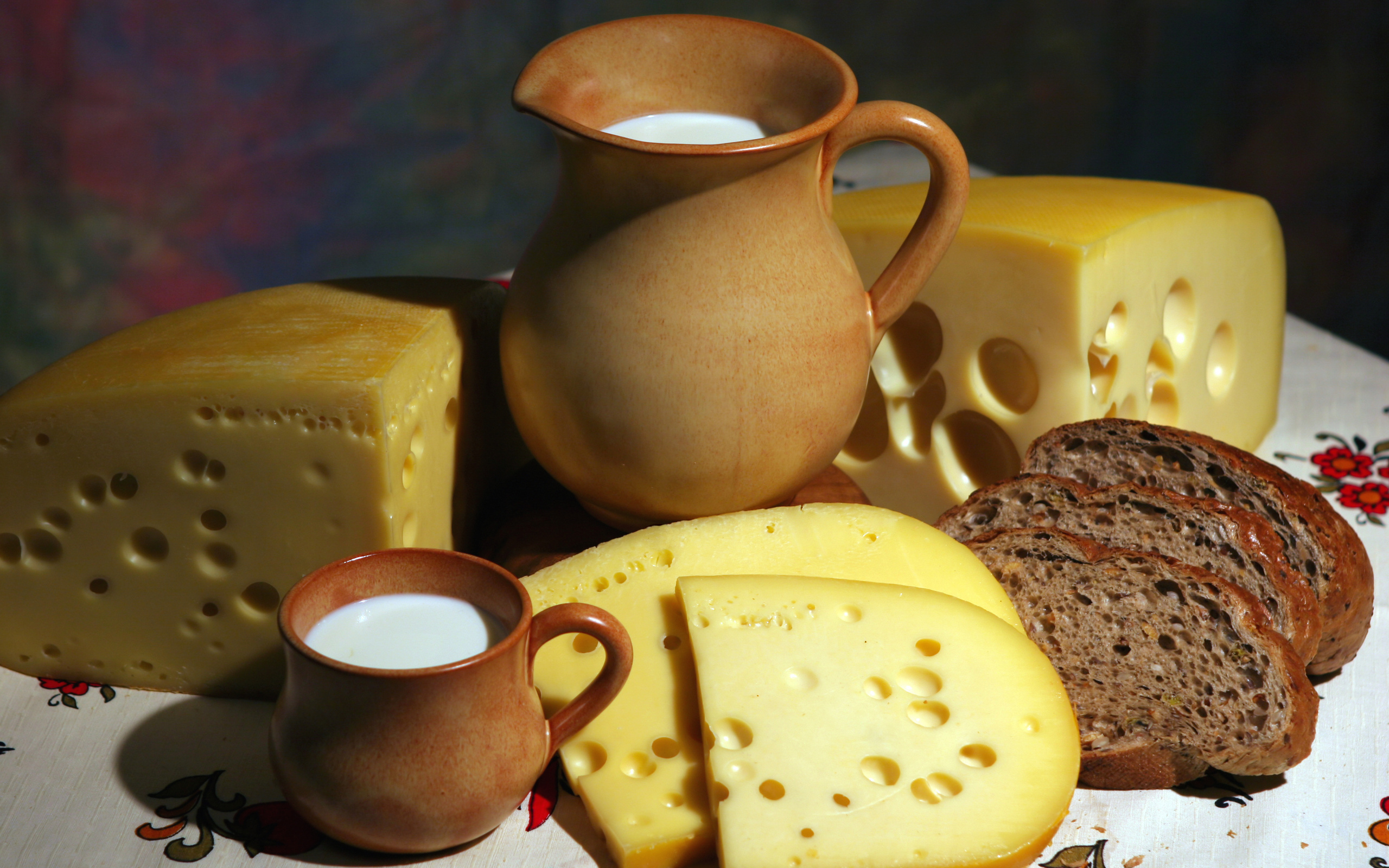 Milk and bread, Cheese Wallpaper, 2560x1600 HD Desktop