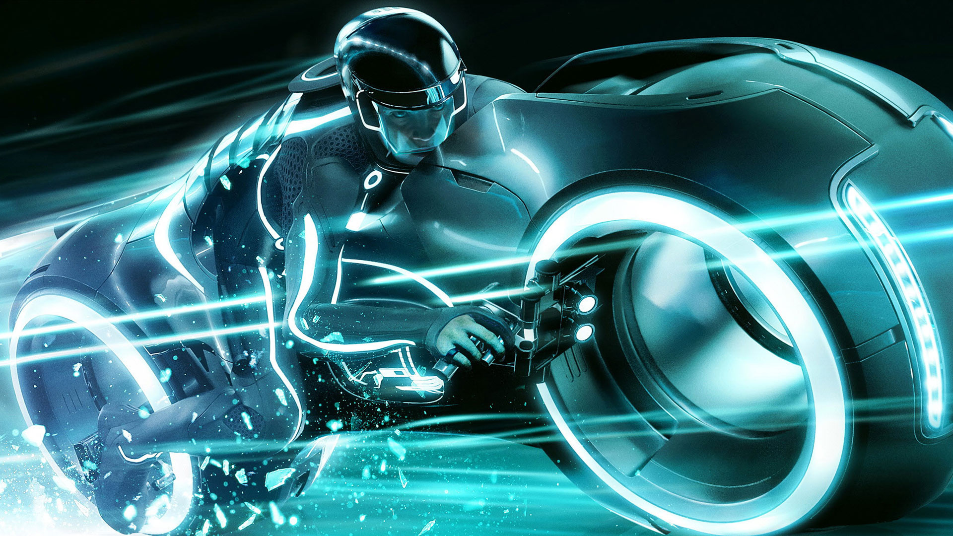 Tron Movie, Biker Aesthetics, Science Fiction, Neon Lights, 1920x1080 Full HD Desktop