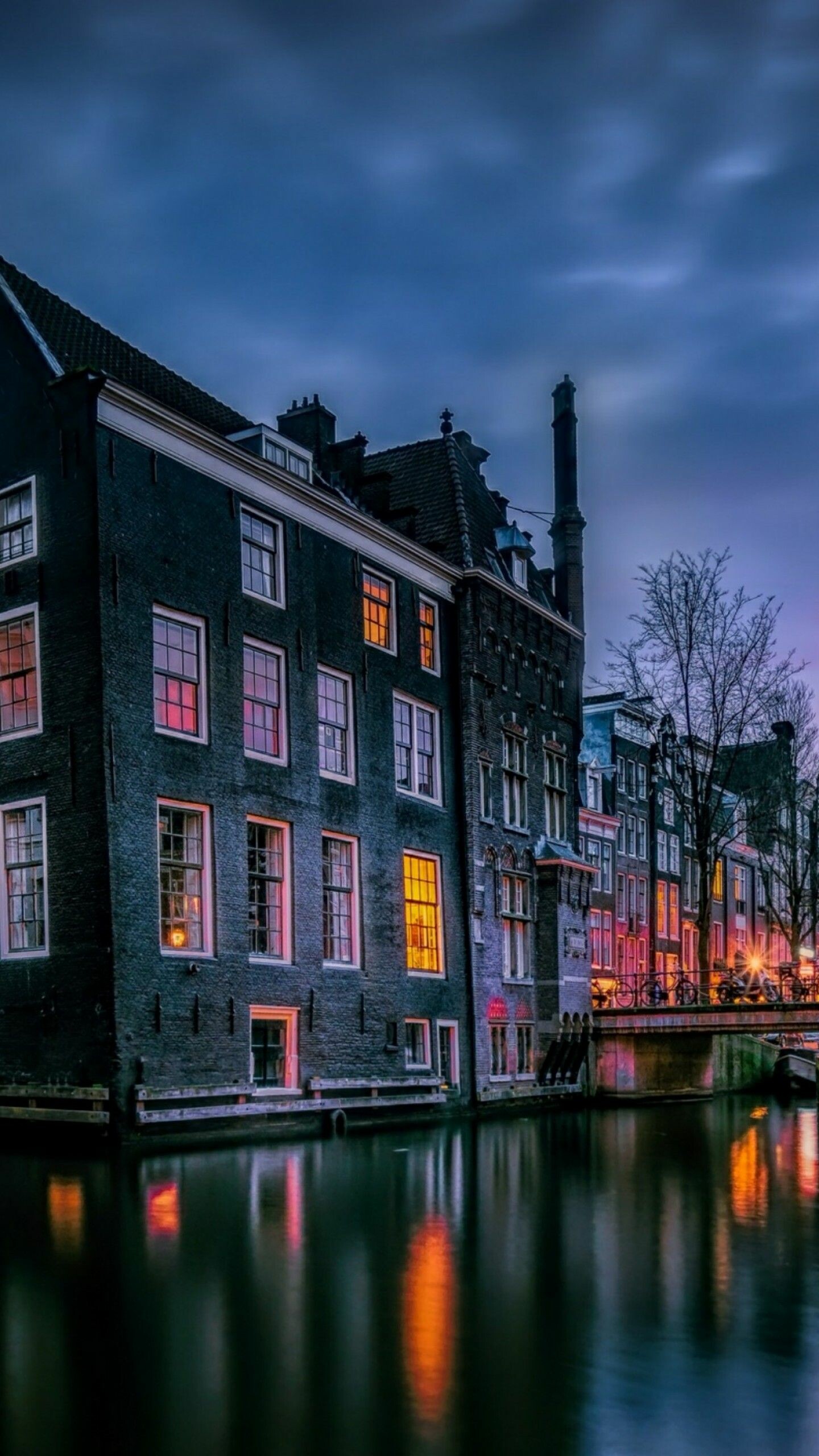 Amsterdam, Travel guide, Netherlands, Canal waterfront, 1440x2560 HD Phone
